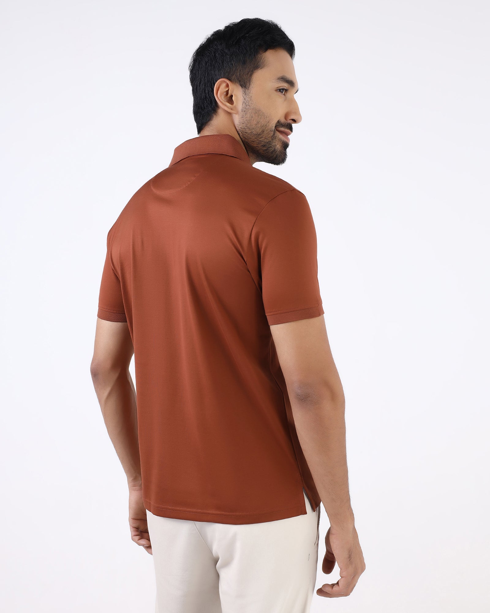 Mid Brown Luxe Textured Polo - Rickon