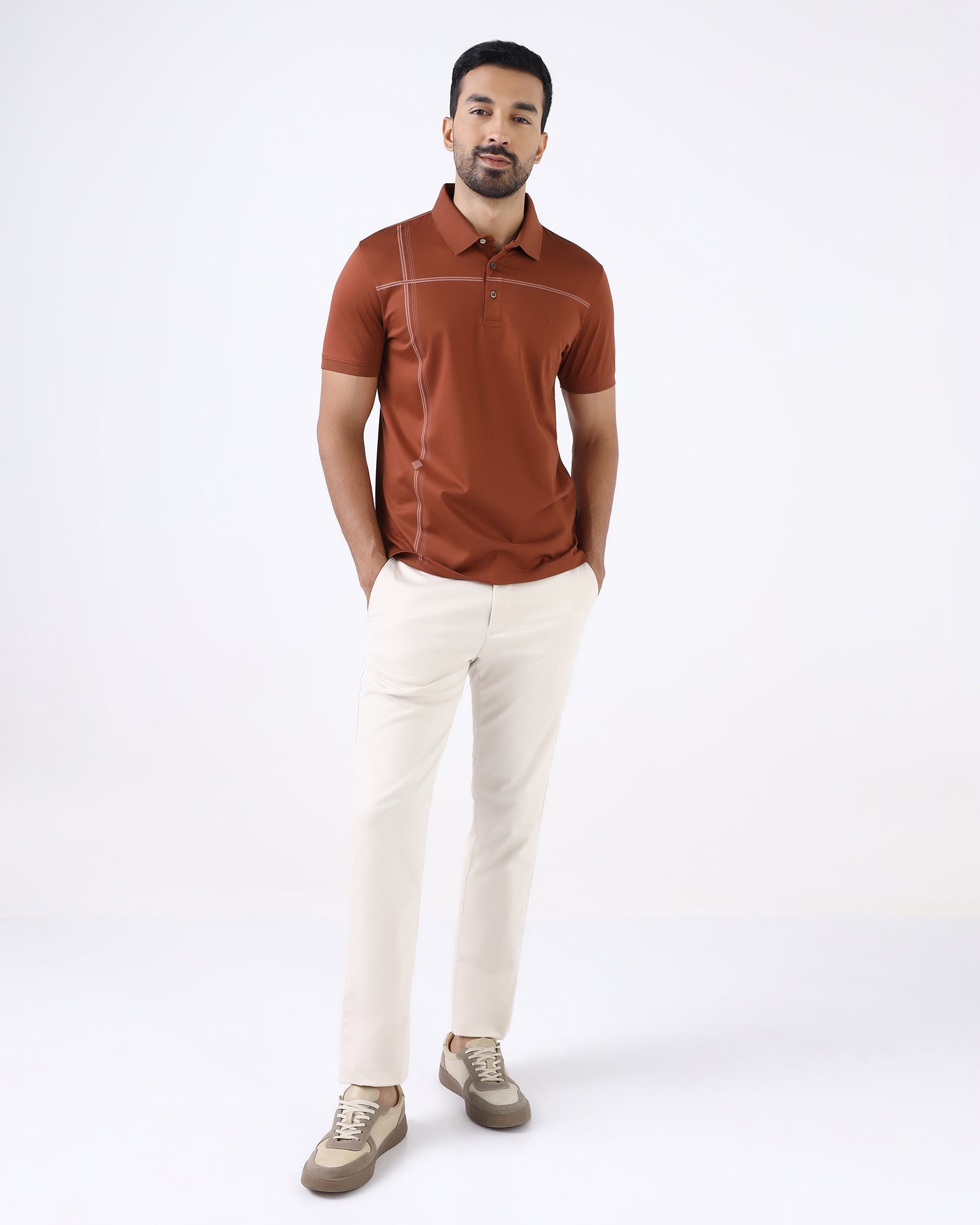 Mid Brown Luxe Textured Polo - Rickon