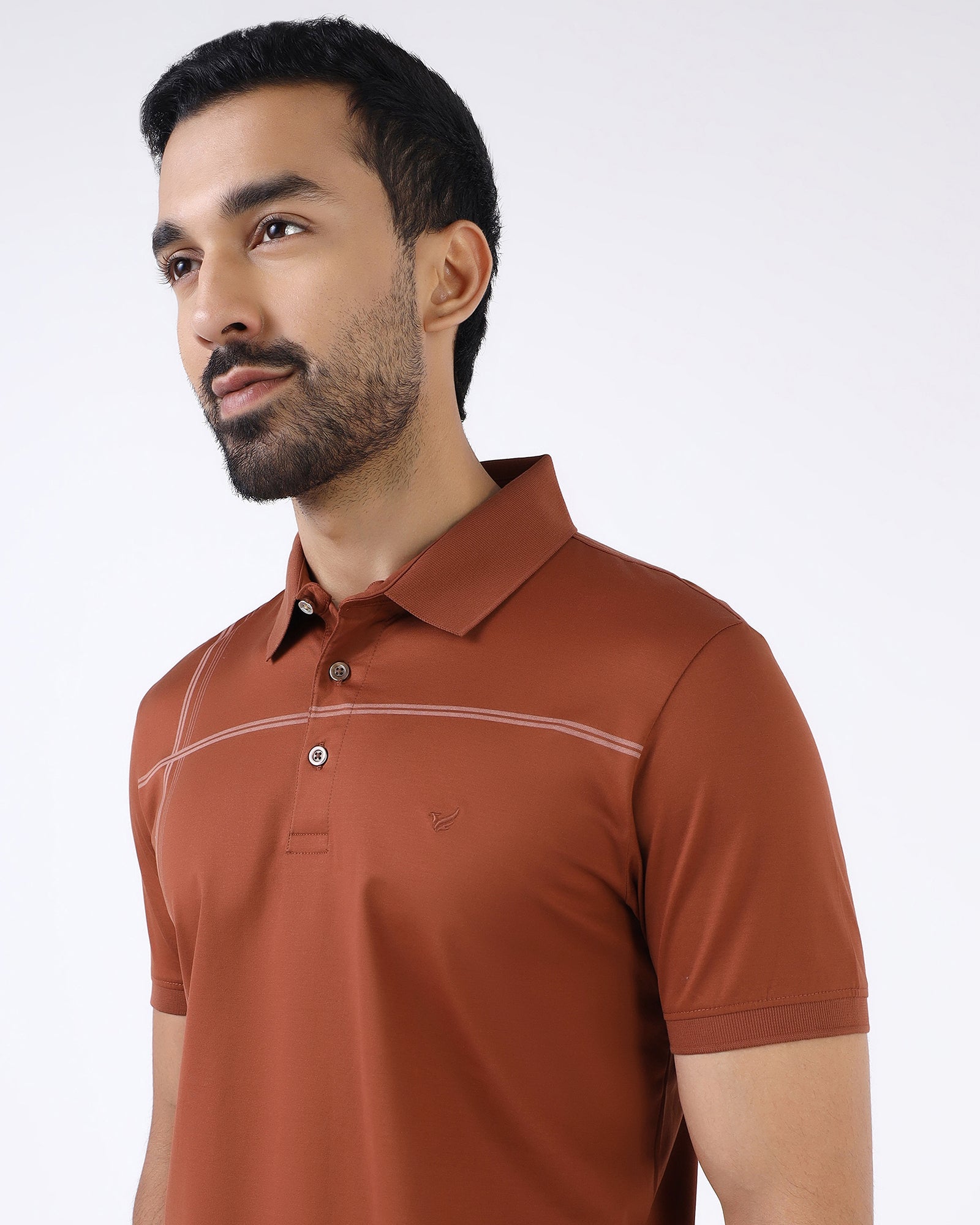 Mid Brown Luxe Textured Polo - Rickon
