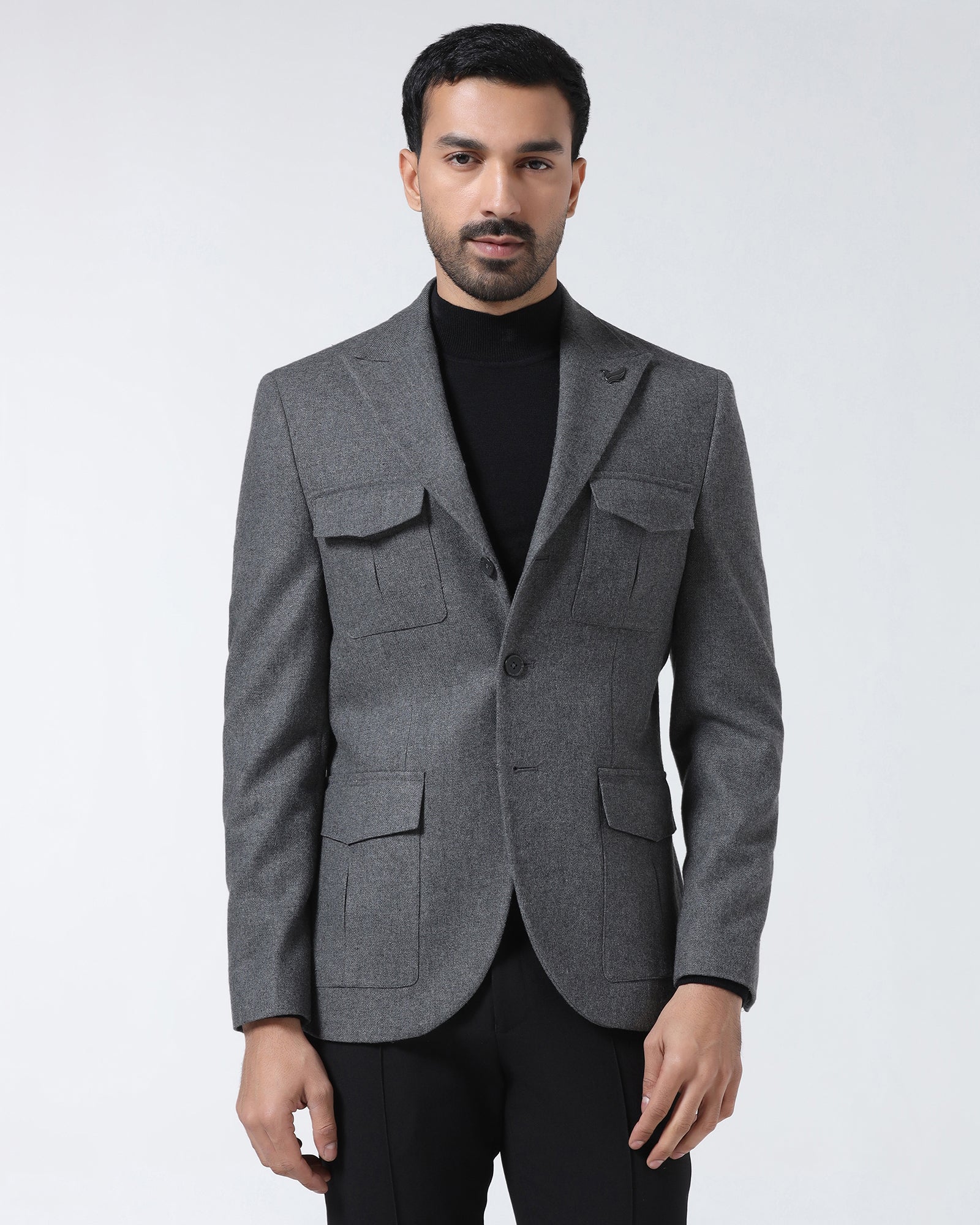 Mid Grey Solid Blazer - Bacardi