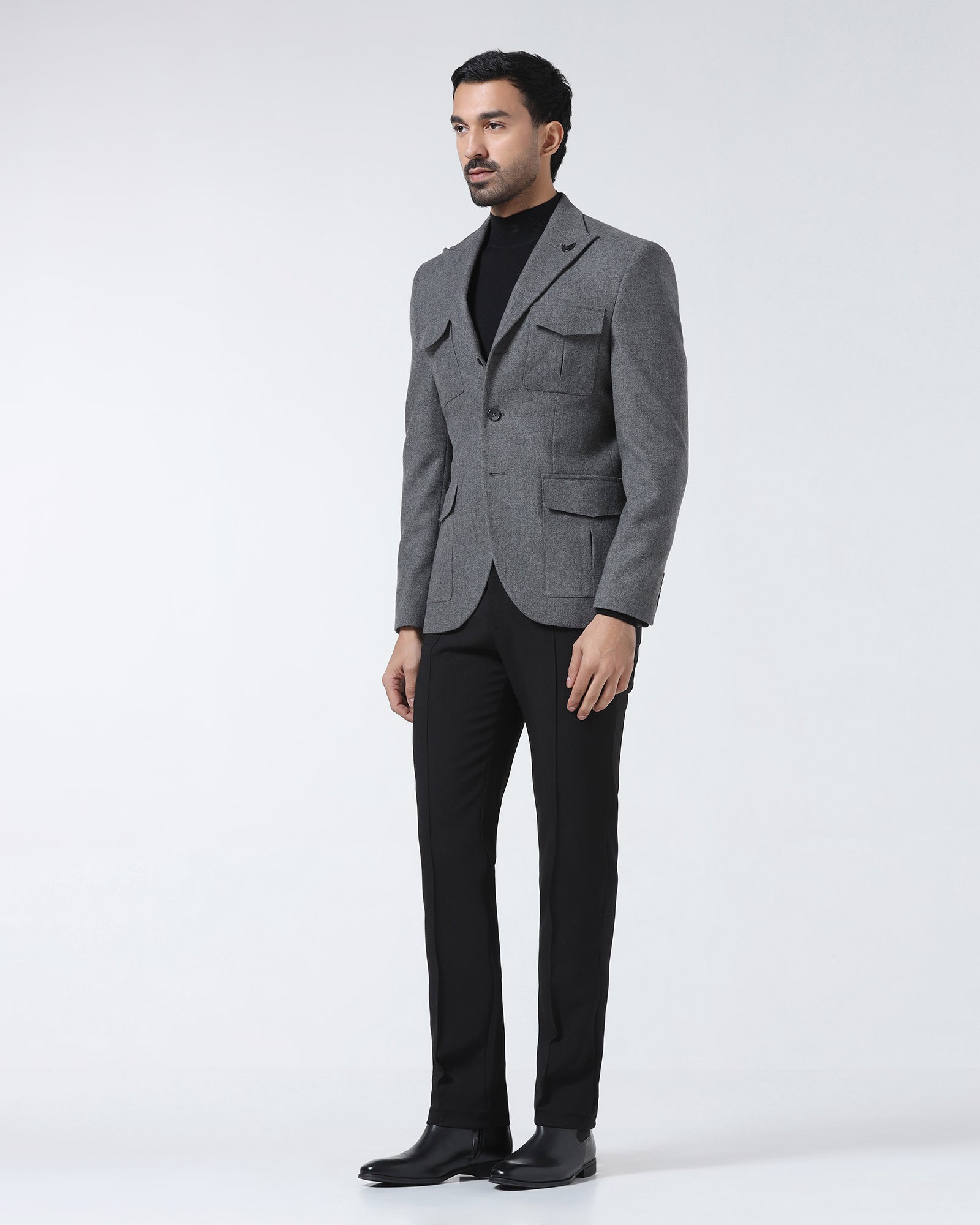 Mid Grey Solid Blazer - Bacardi