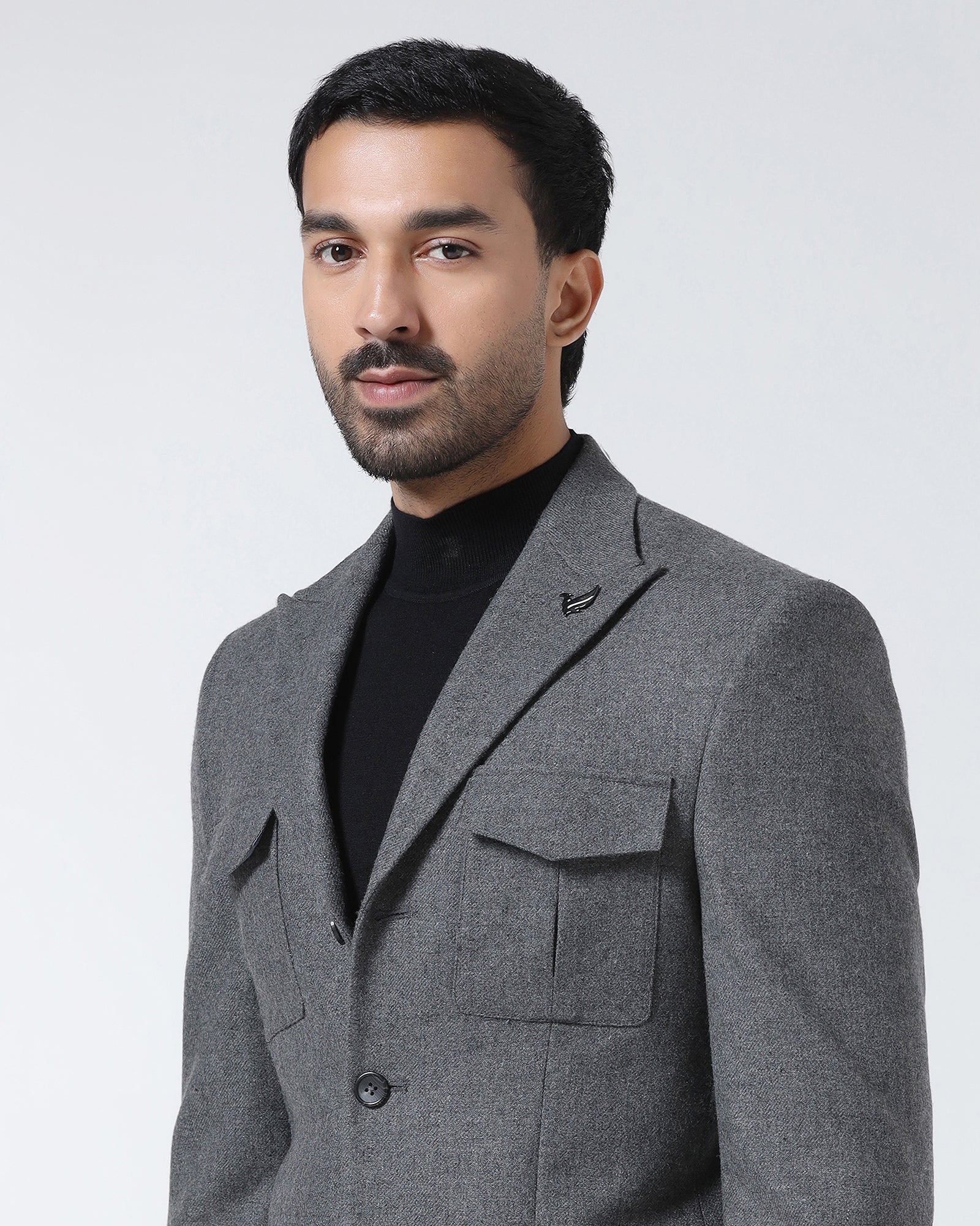 Mid Grey Solid Blazer - Bacardi