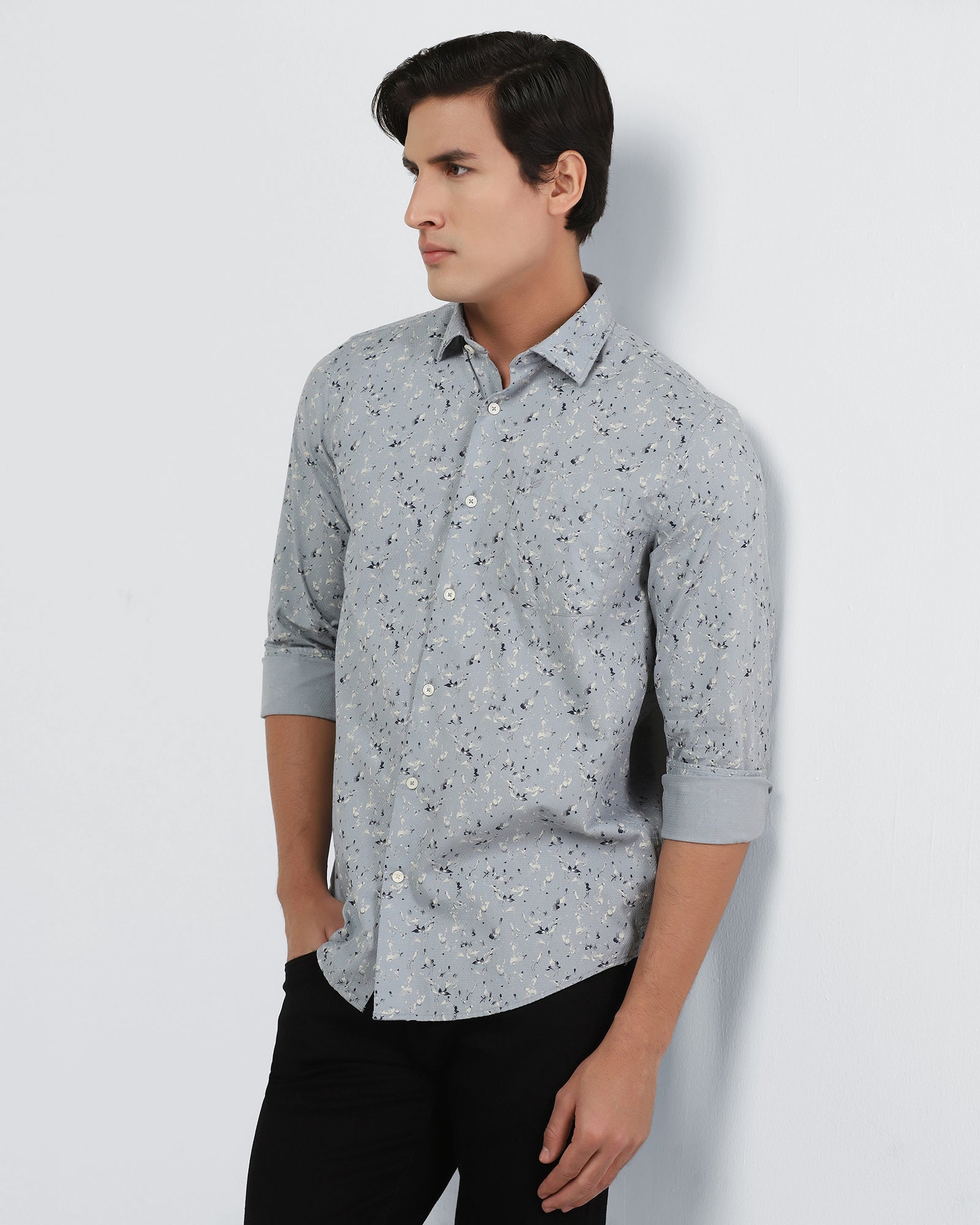 Midnight Blue Printed Shirt - Kiva