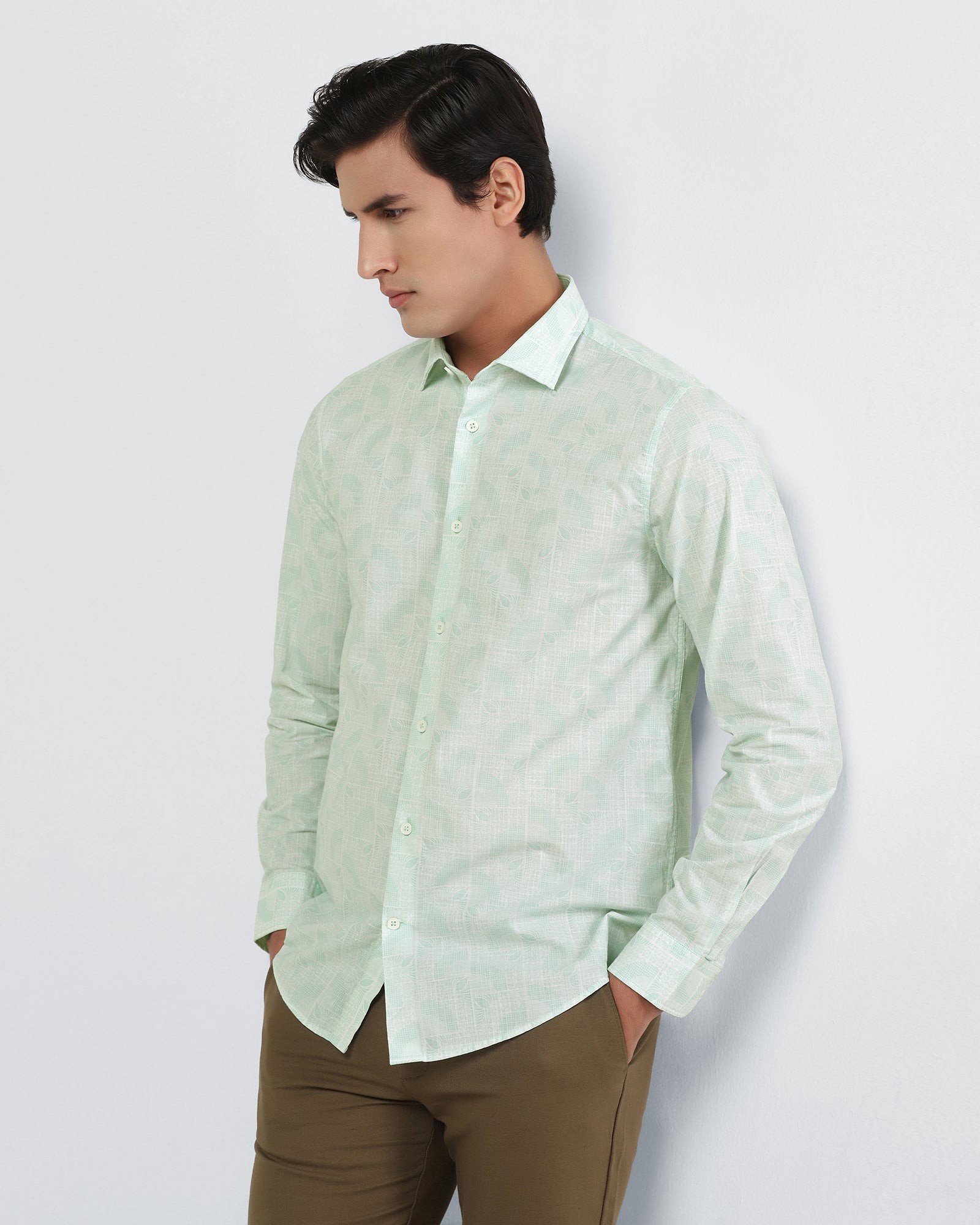 Mint Printed Shirt - Amer