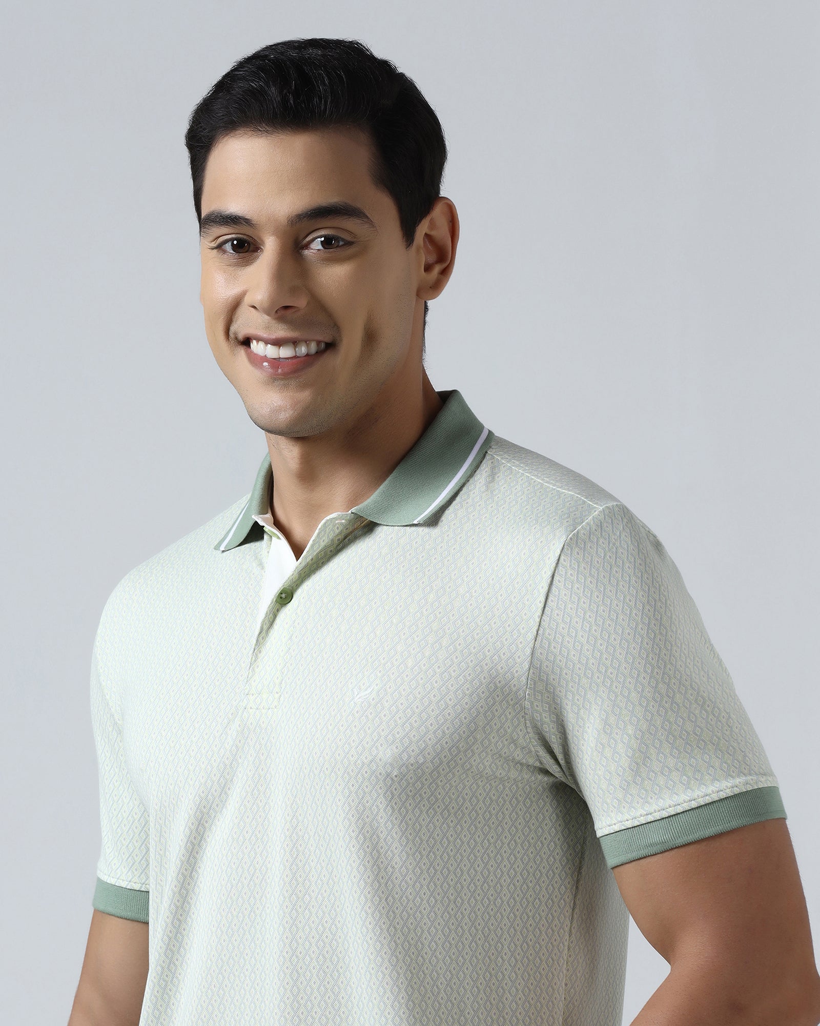 Mint Green Printed Polo - Mini