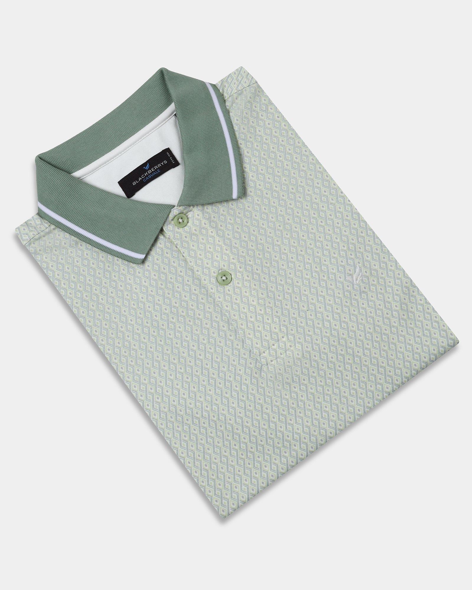 Mint Green Printed Polo - Mini