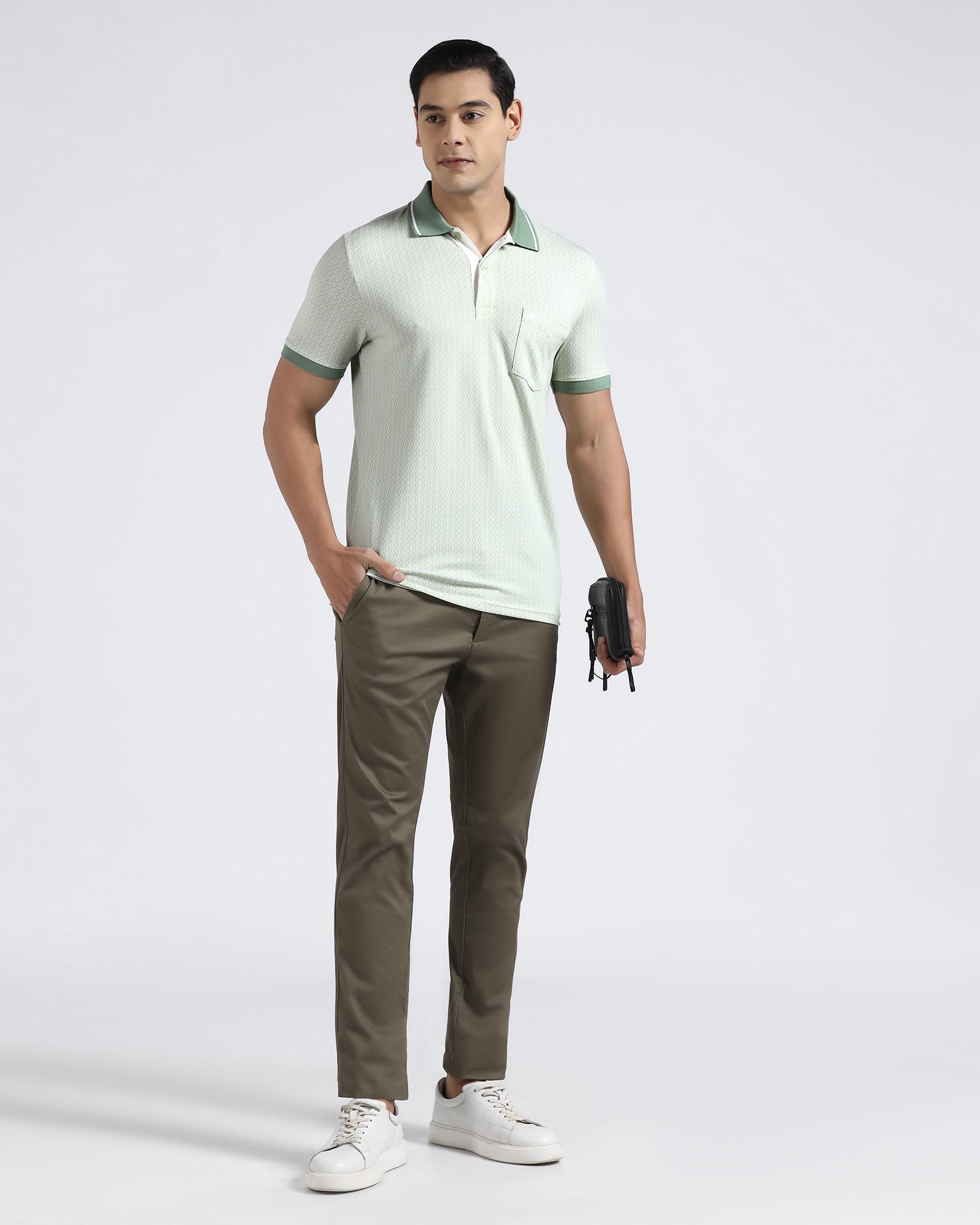 Mint Green Printed Polo - Mini