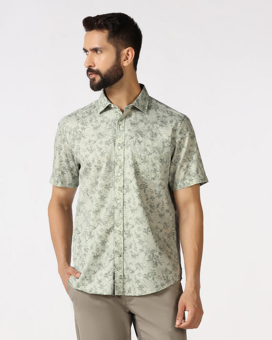 Mint Half Sleeve Printed Shirt - Holten