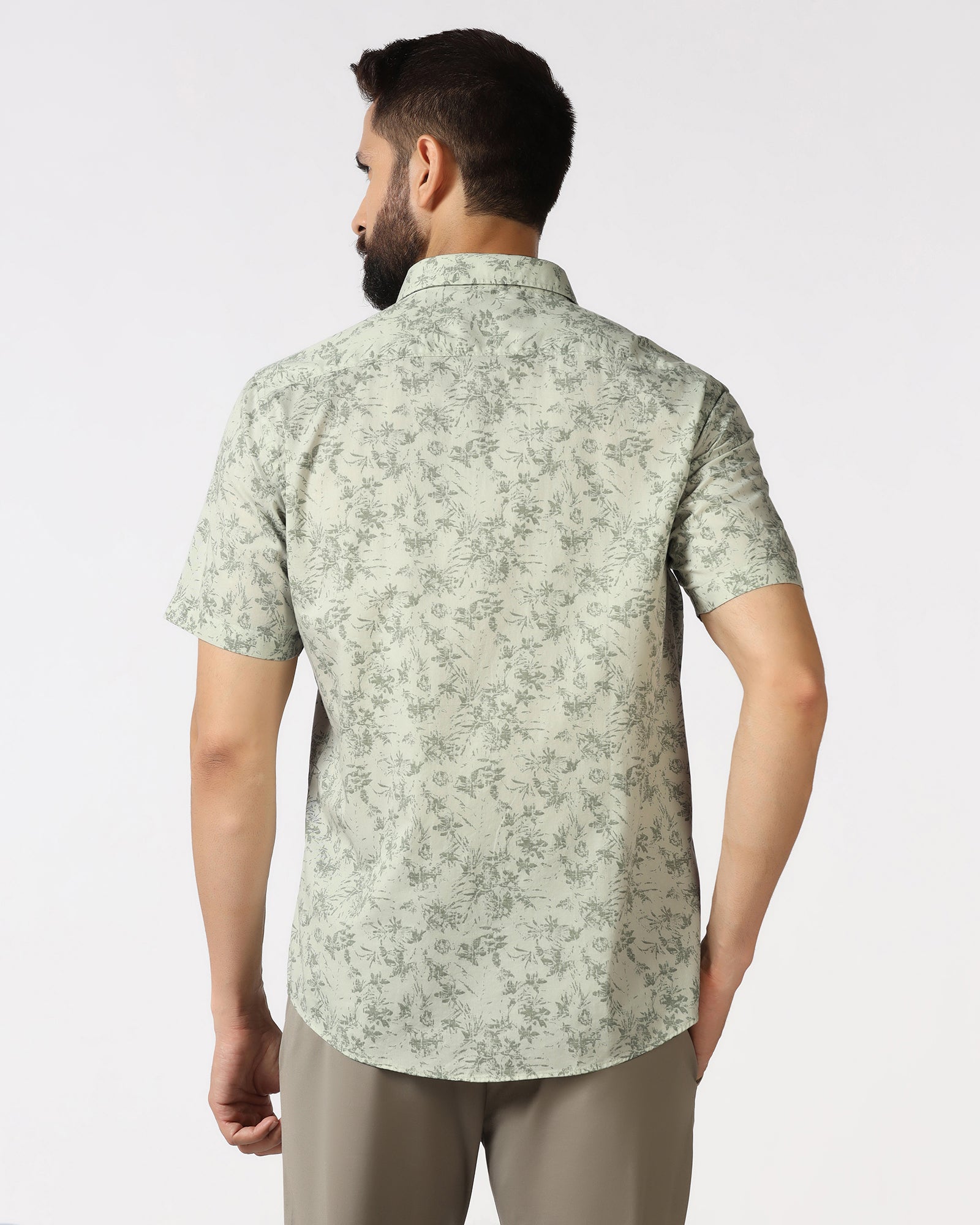 Mint Half Sleeve Printed Shirt - Holten