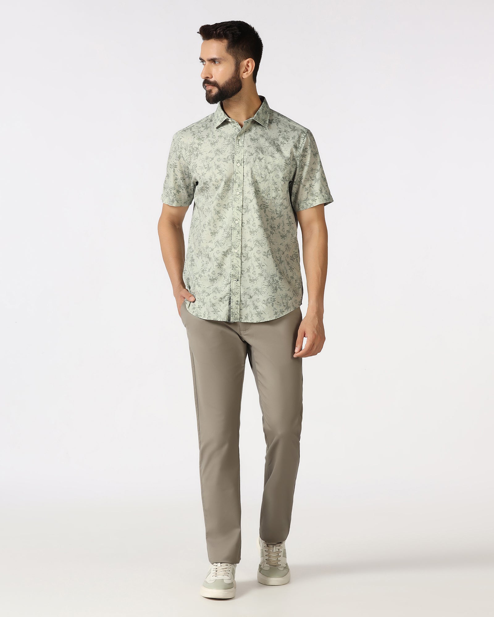 Mint Half Sleeve Printed Shirt - Holten