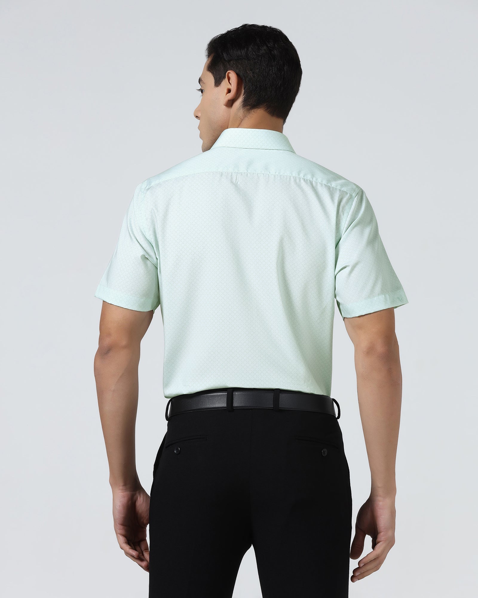 Mint Half Sleeve Printed Shirt - Cube