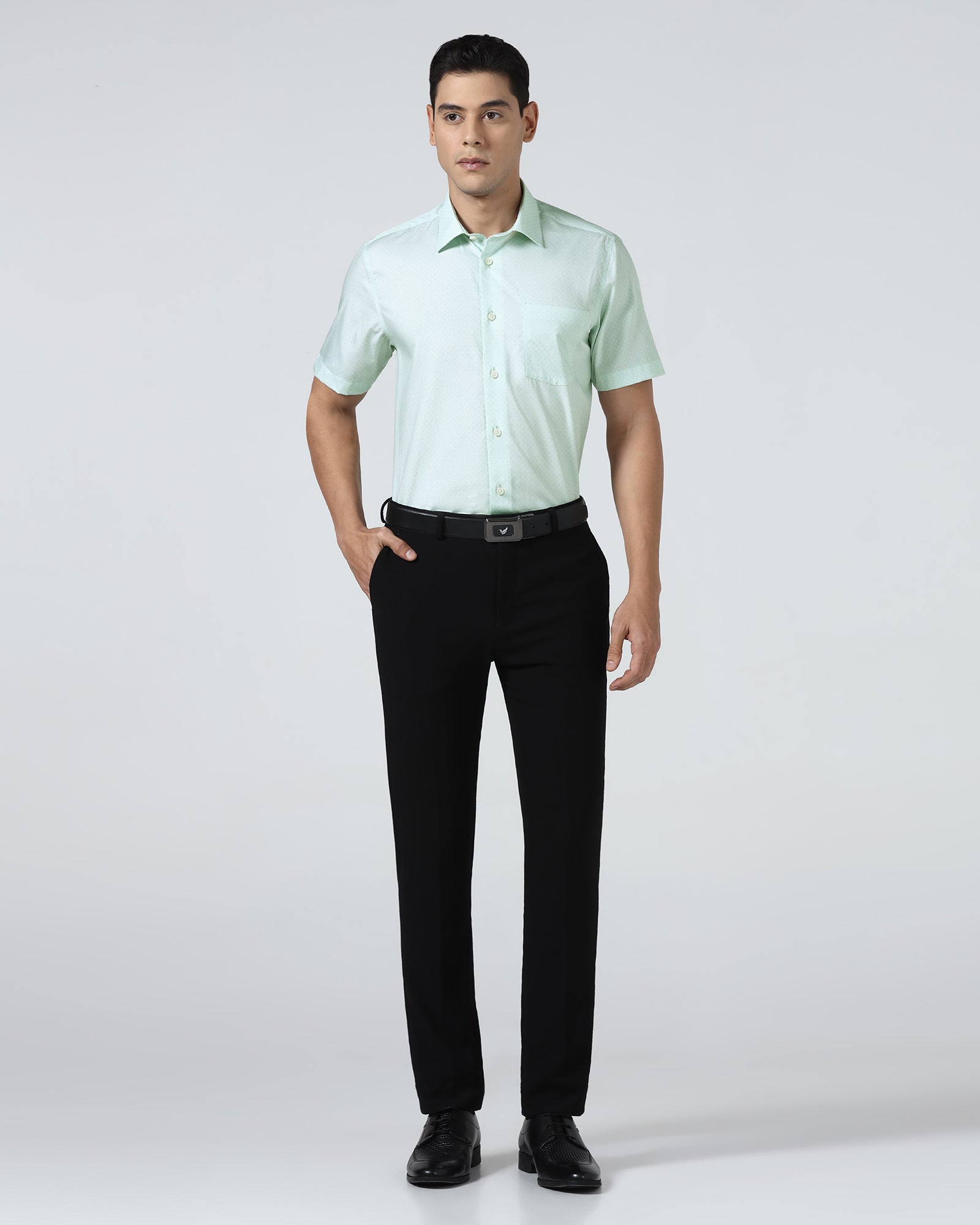 Mint Half Sleeve Printed Shirt - Cube