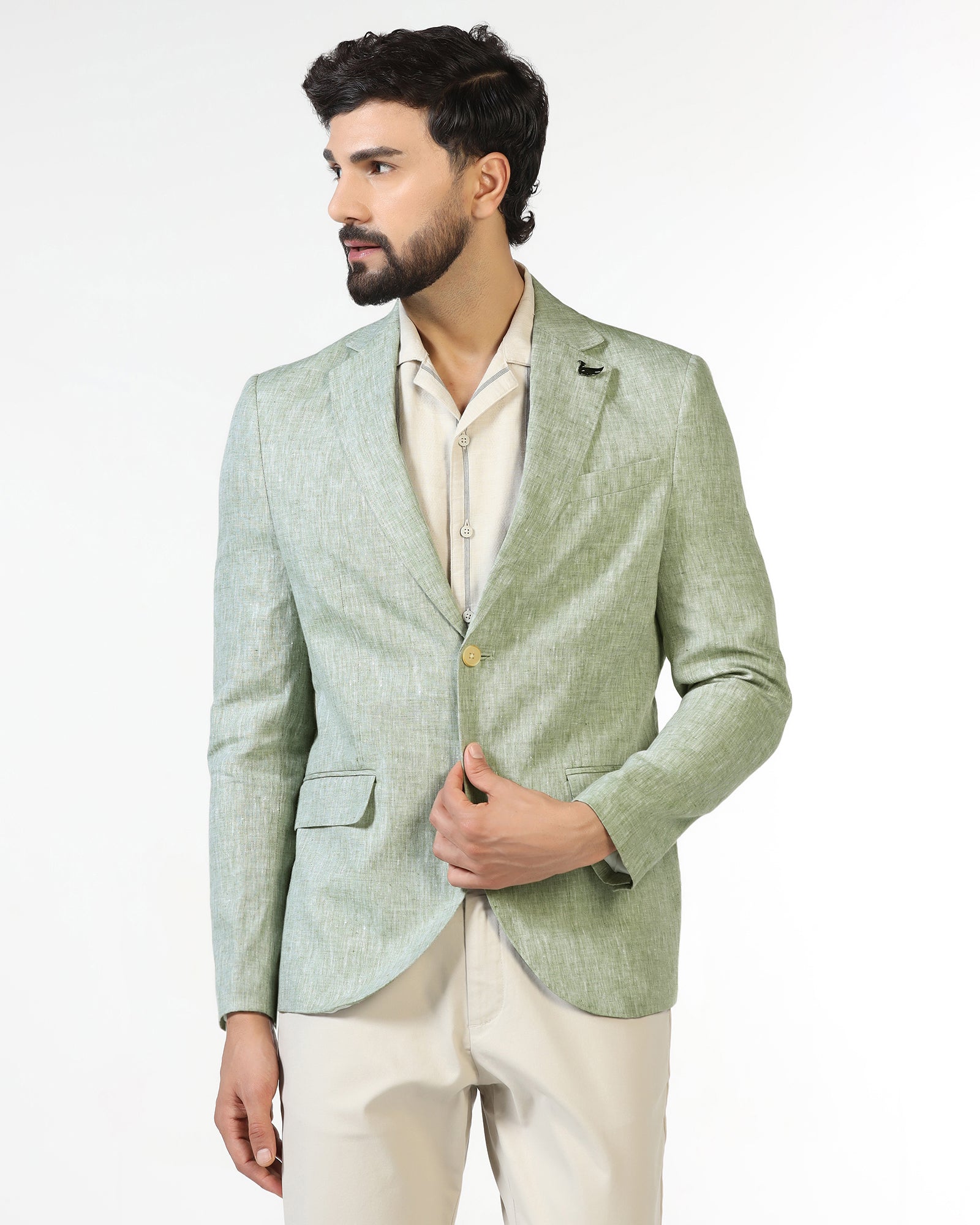 Mint Solid Blazer - Fiero