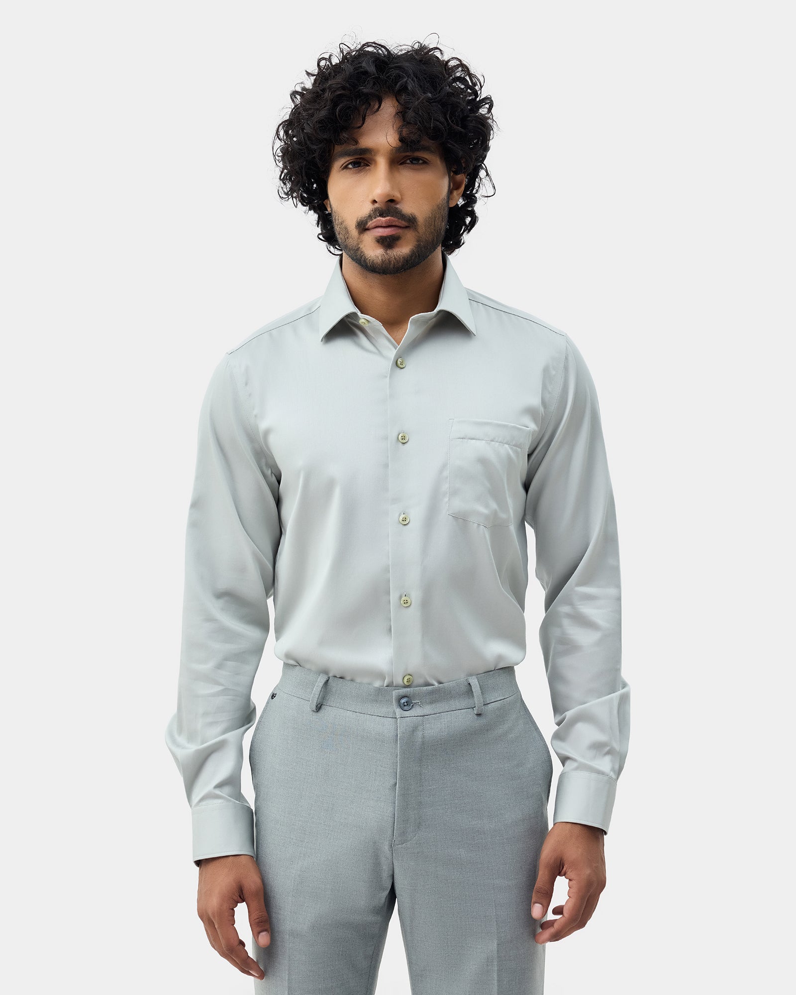 Mint Unwrinkle Solid Shirt - Sylvia