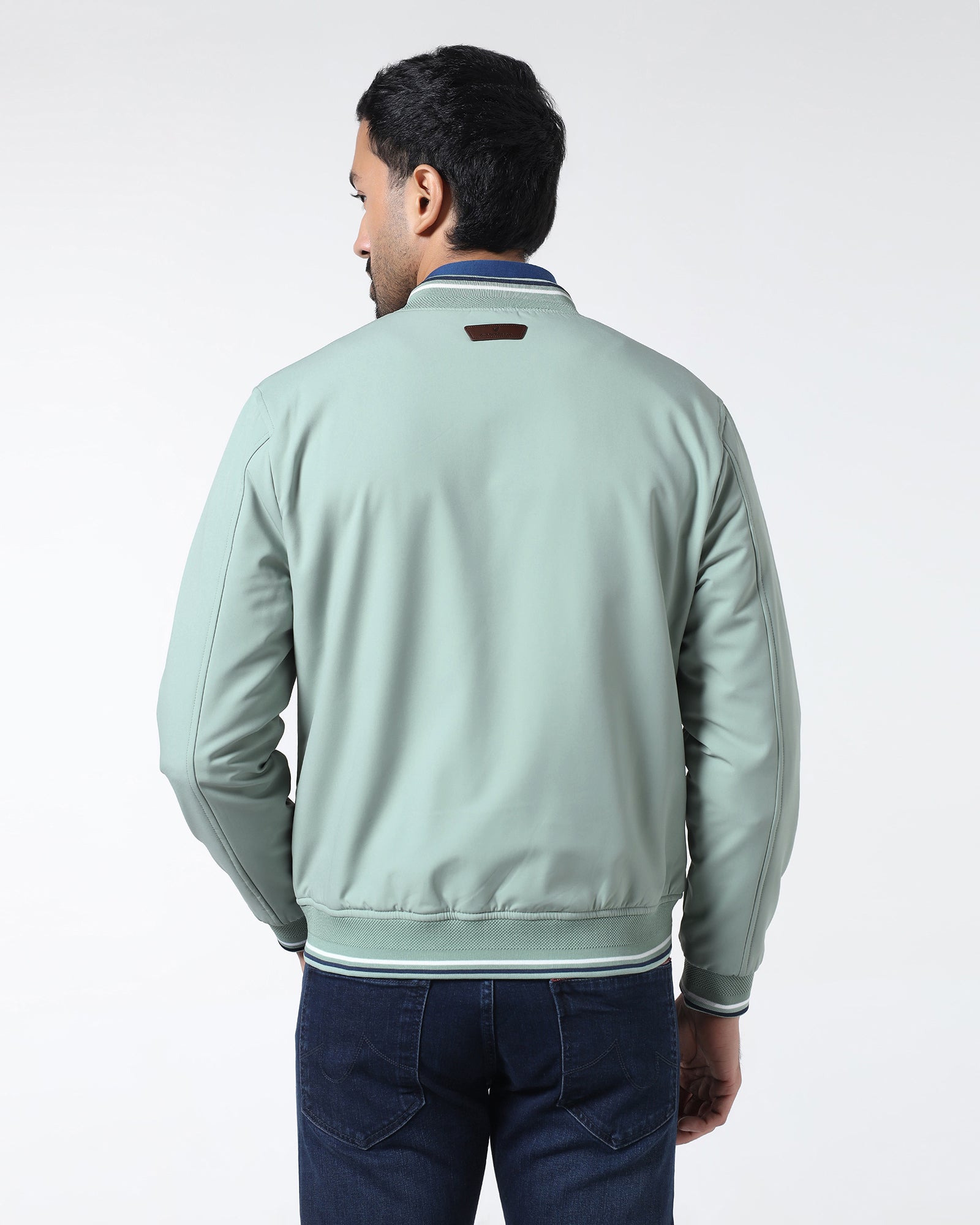 Mint Solid Zipper Jacket - Dornell