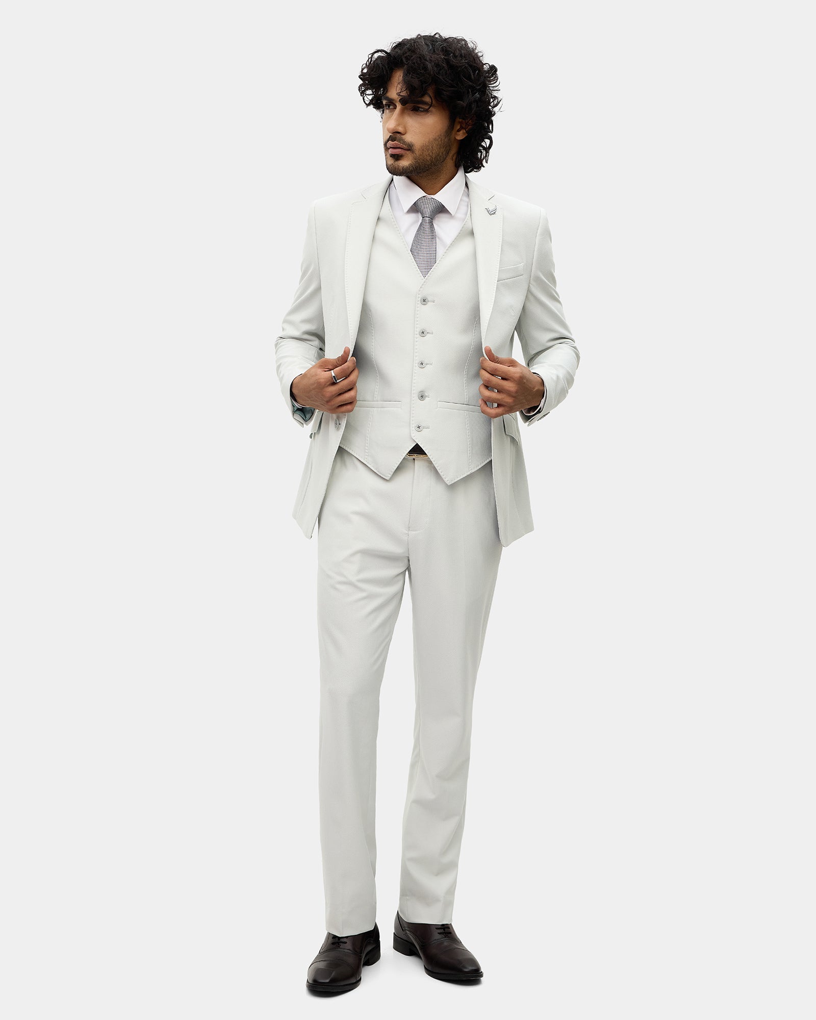 Mint Three Piece Textured Suit - Fidela