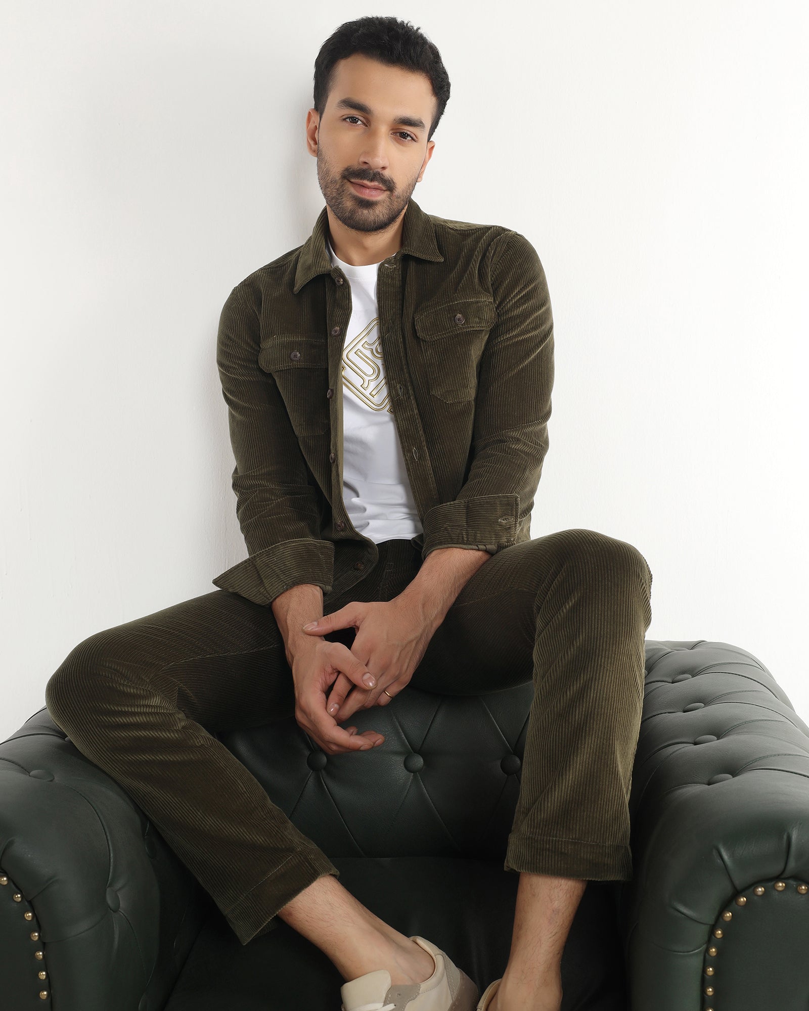 Moss Corduroy Solid Shirt - Kaka