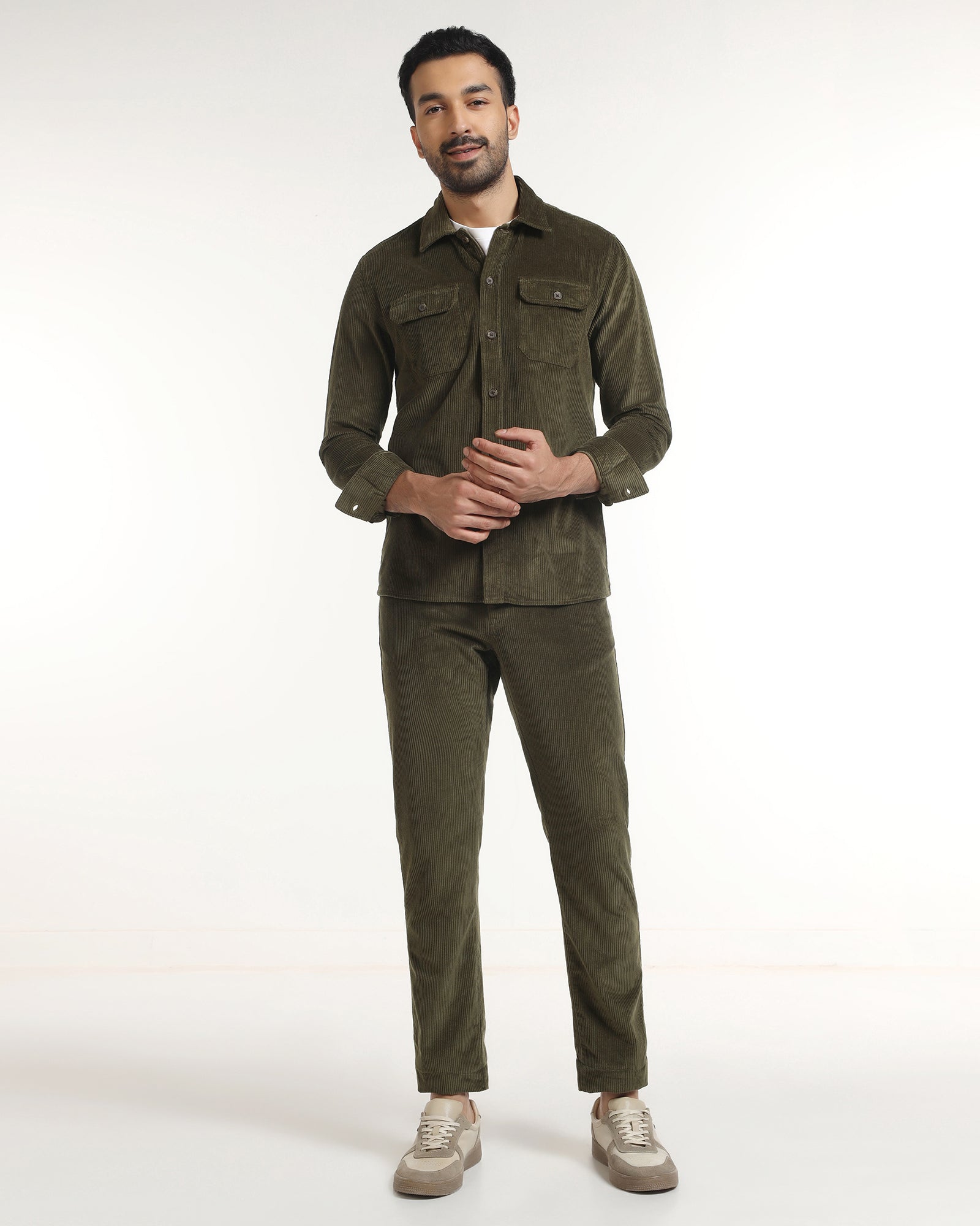 Moss Corduroy Solid Shirt - Kaka