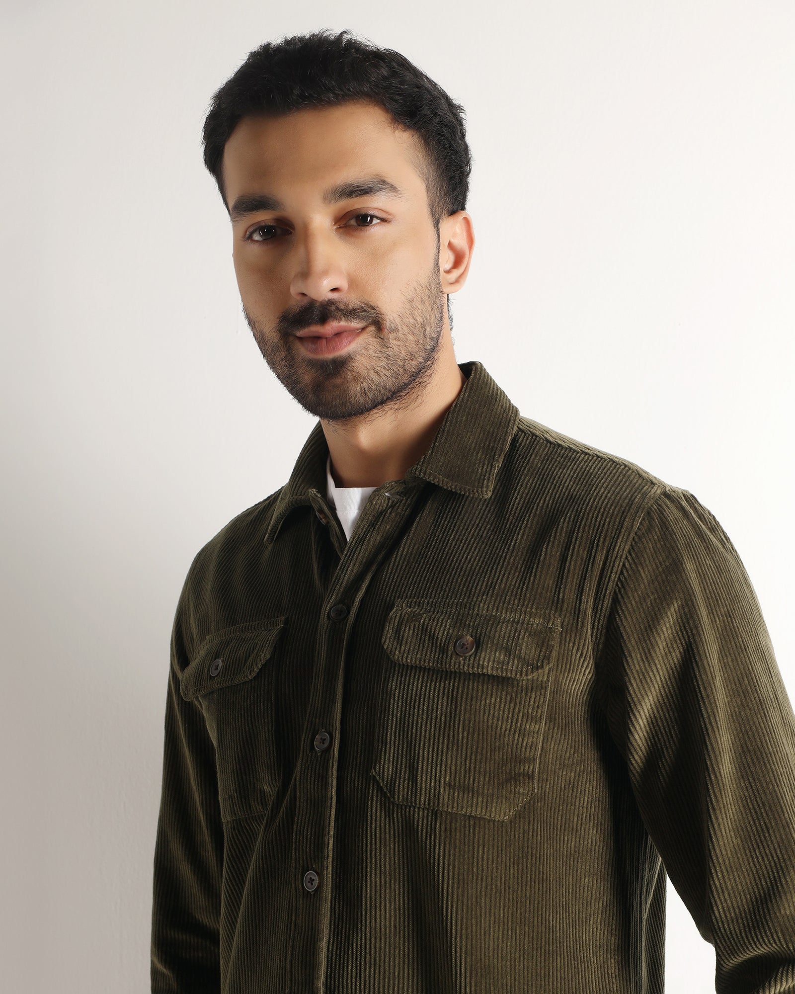 Moss Corduroy Solid Shirt - Kaka