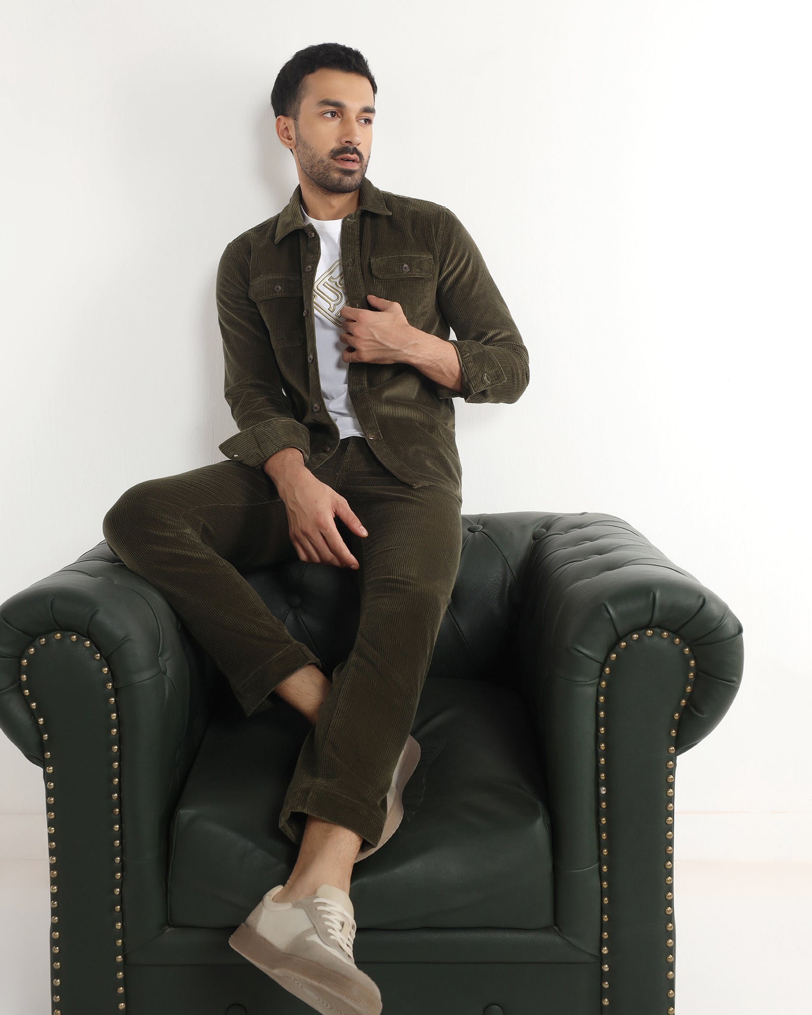Moss Corduroy Solid Shirt - Kaka
