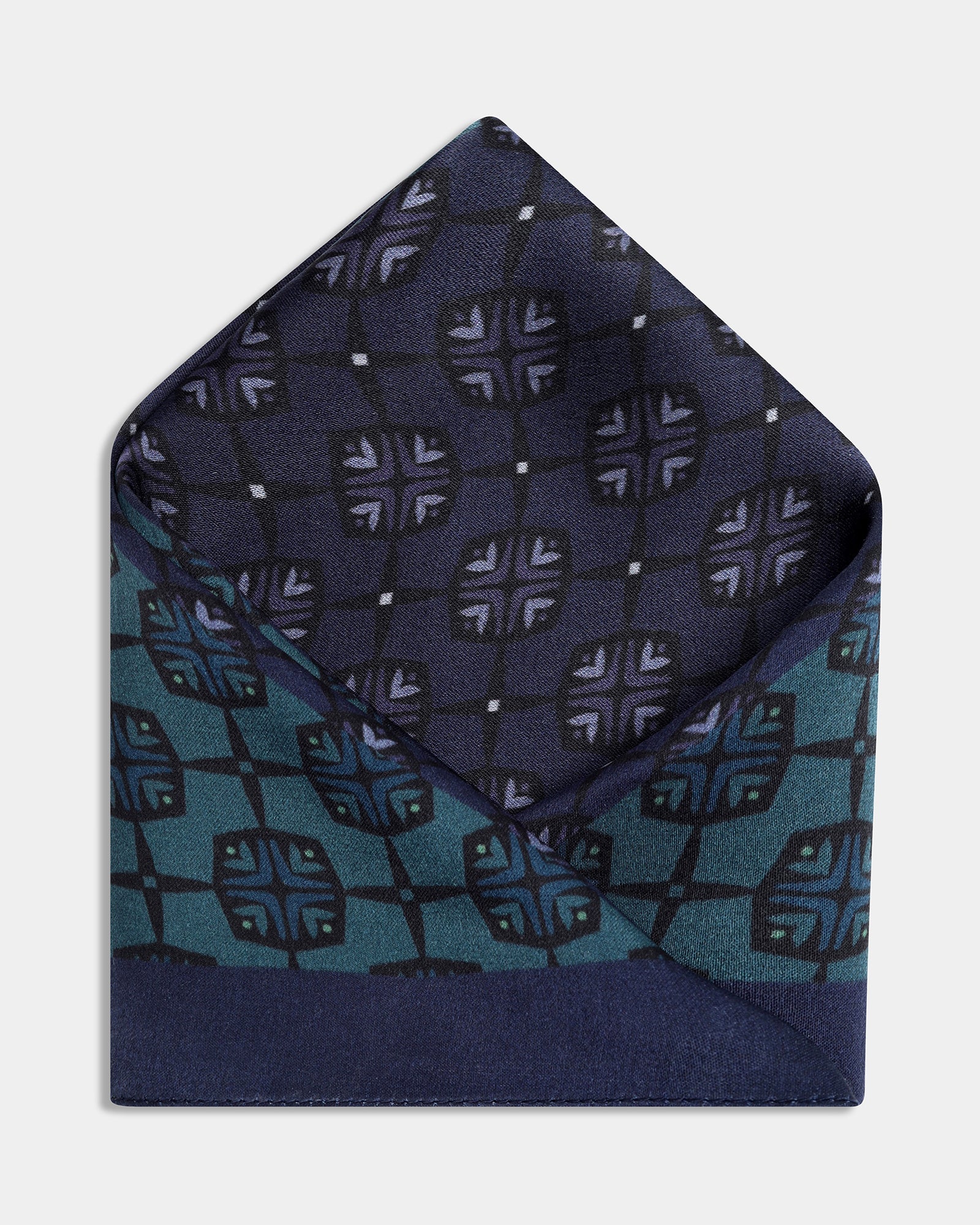 Multi Color Printed 100% Silk Pocket Square - Air