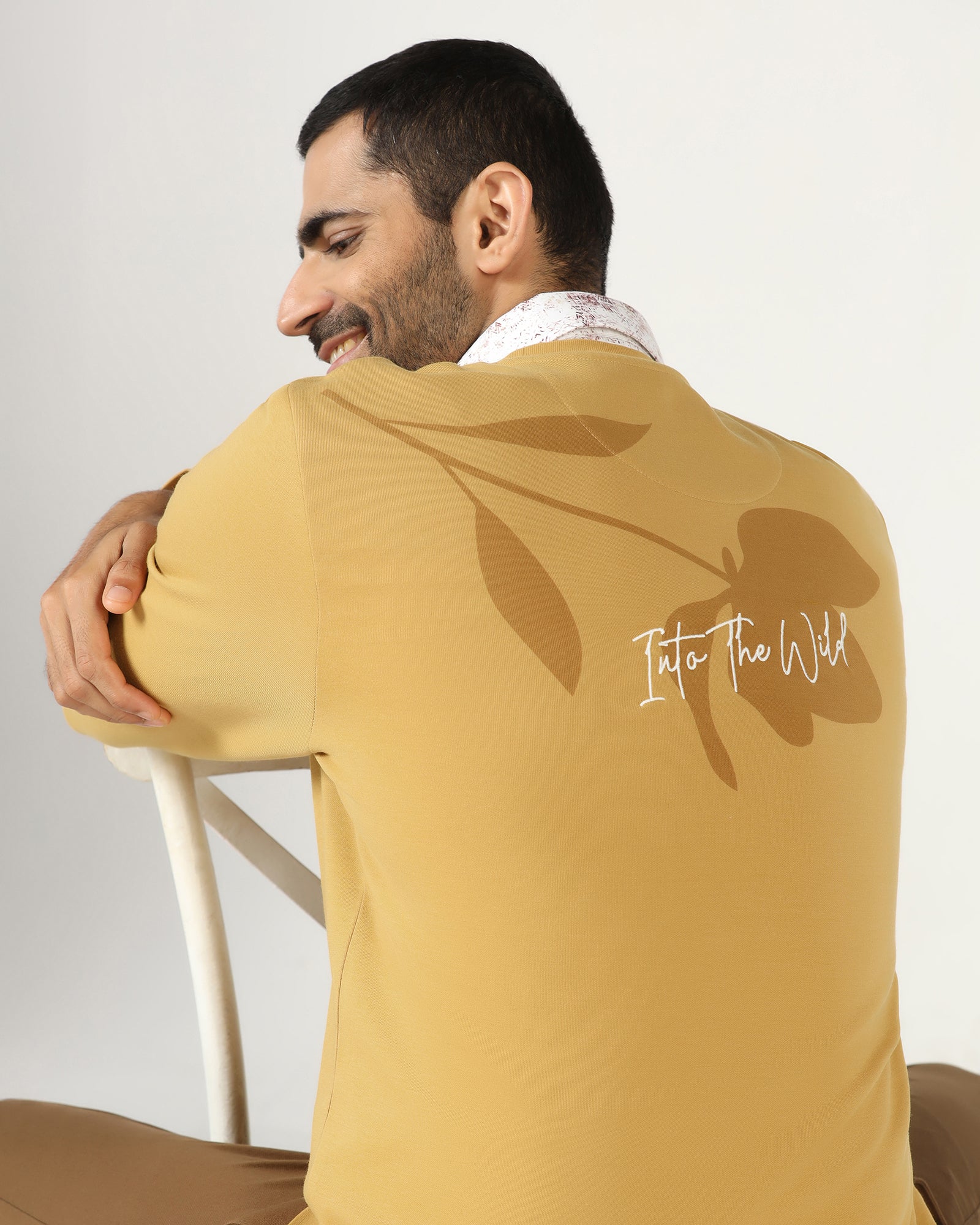 Mustard Crew Neck Solid Sweatshirt - Eve