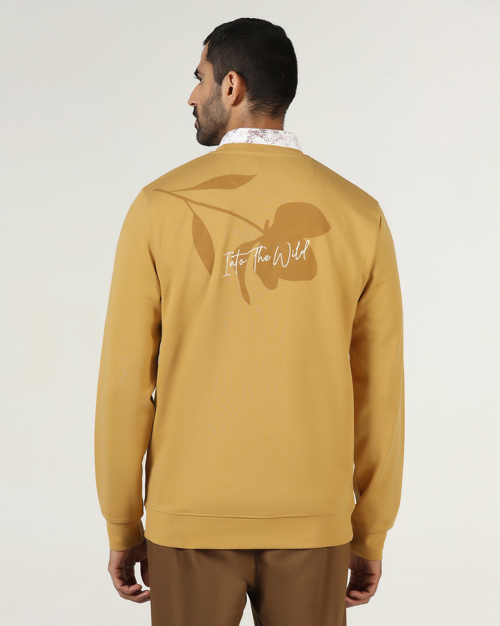 Mustard Crew Neck Solid Sweatshirt - Eve
