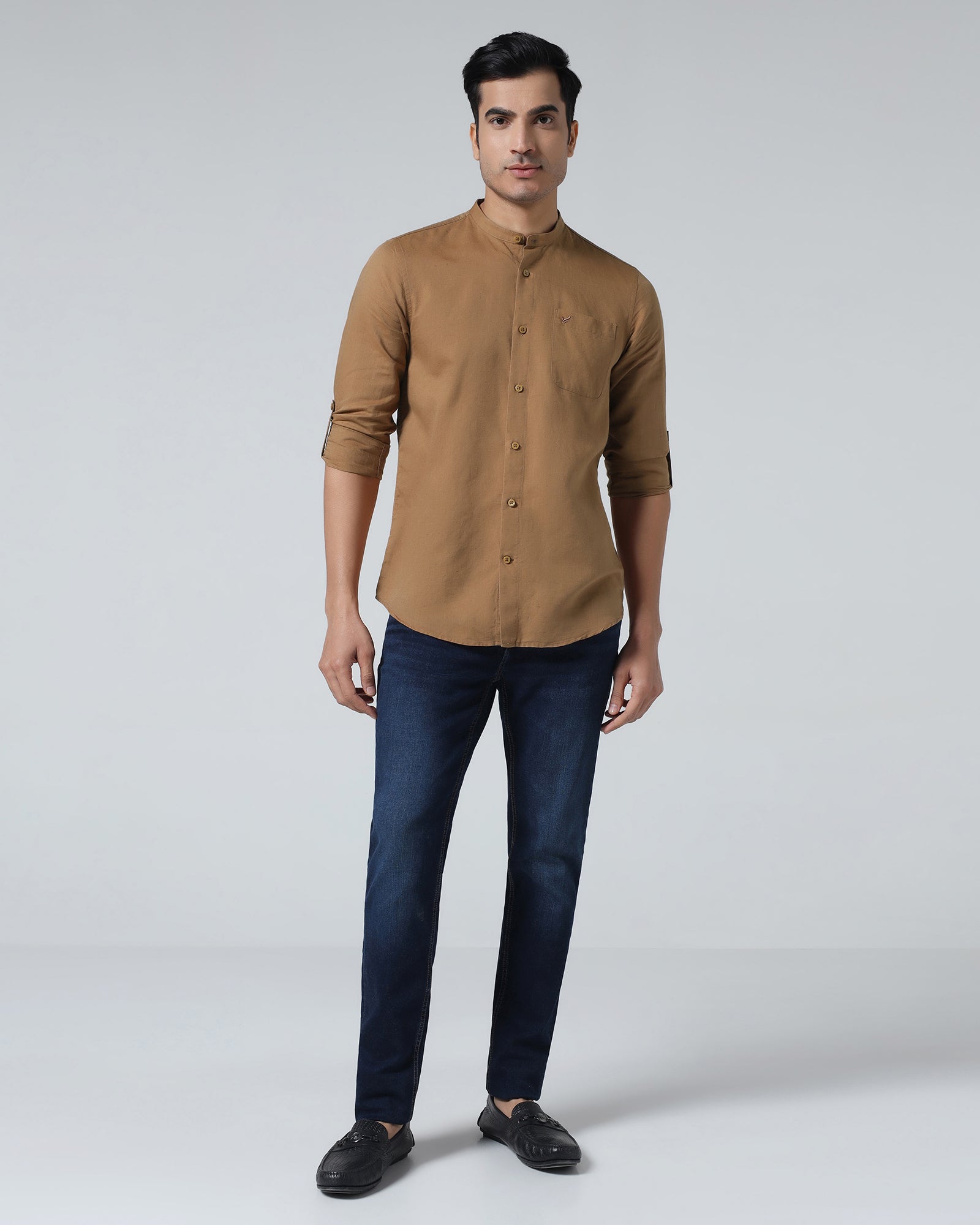 Mustard Linen Solid Shirt - Cleo