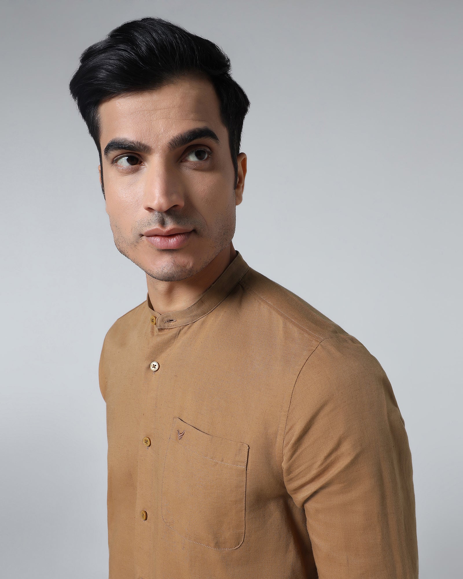 Mustard Linen Solid Shirt - Cleo