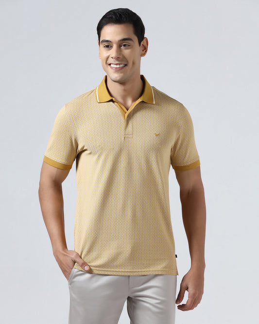 Mustard Yellow Printed Polo - Mini