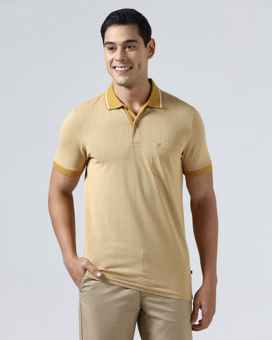 Mustard Yellow Printed Polo - Mini