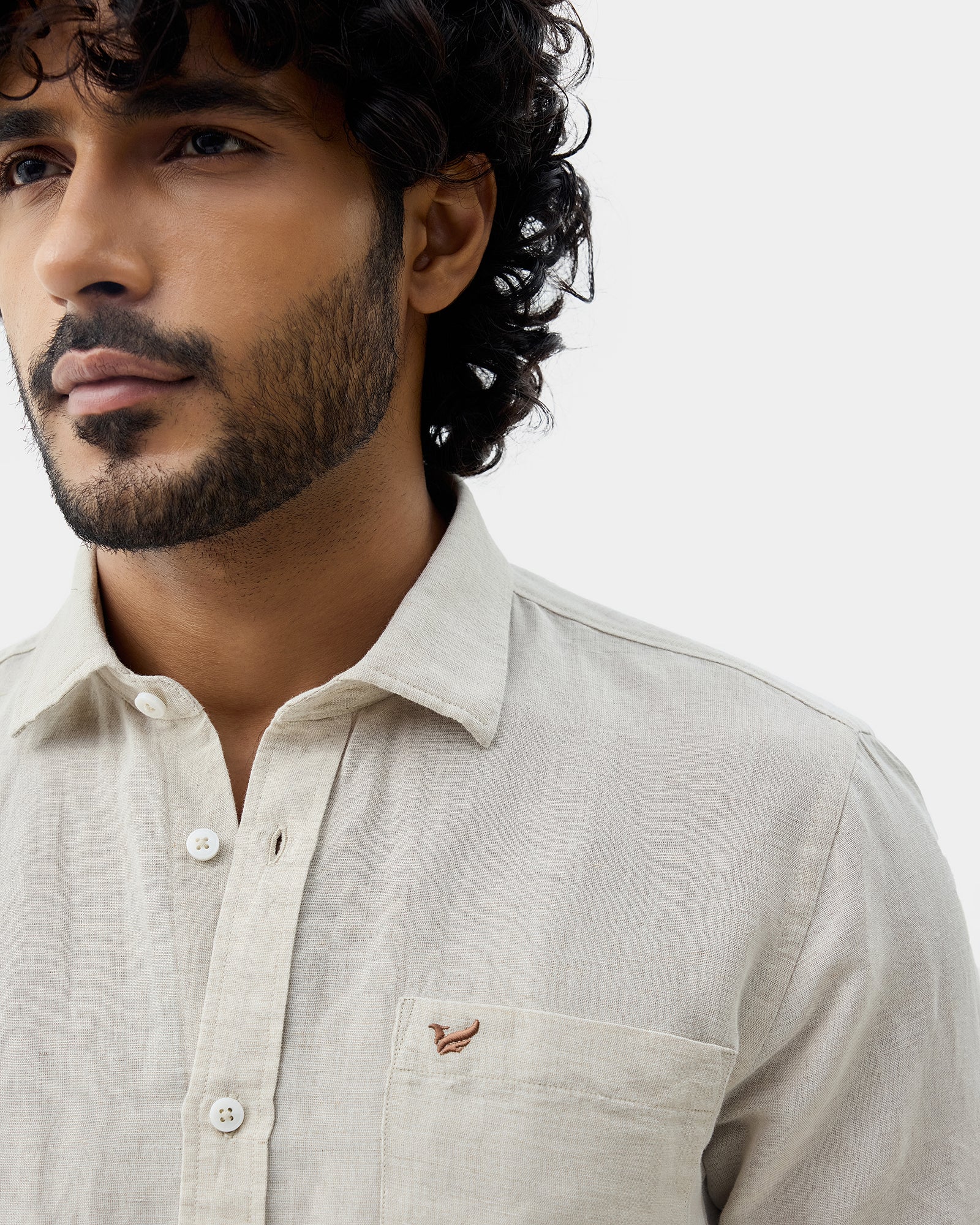 Natural Half Sleeve Linen Solid Shirt - Cleo