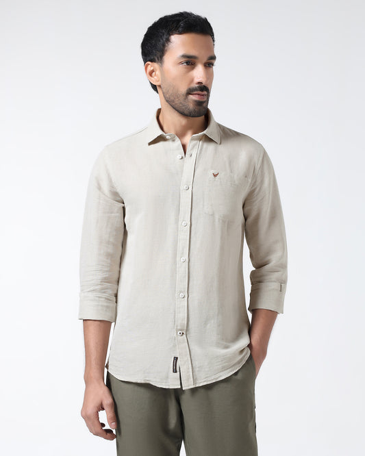 Natural Linen Solid Shirt - Cleo