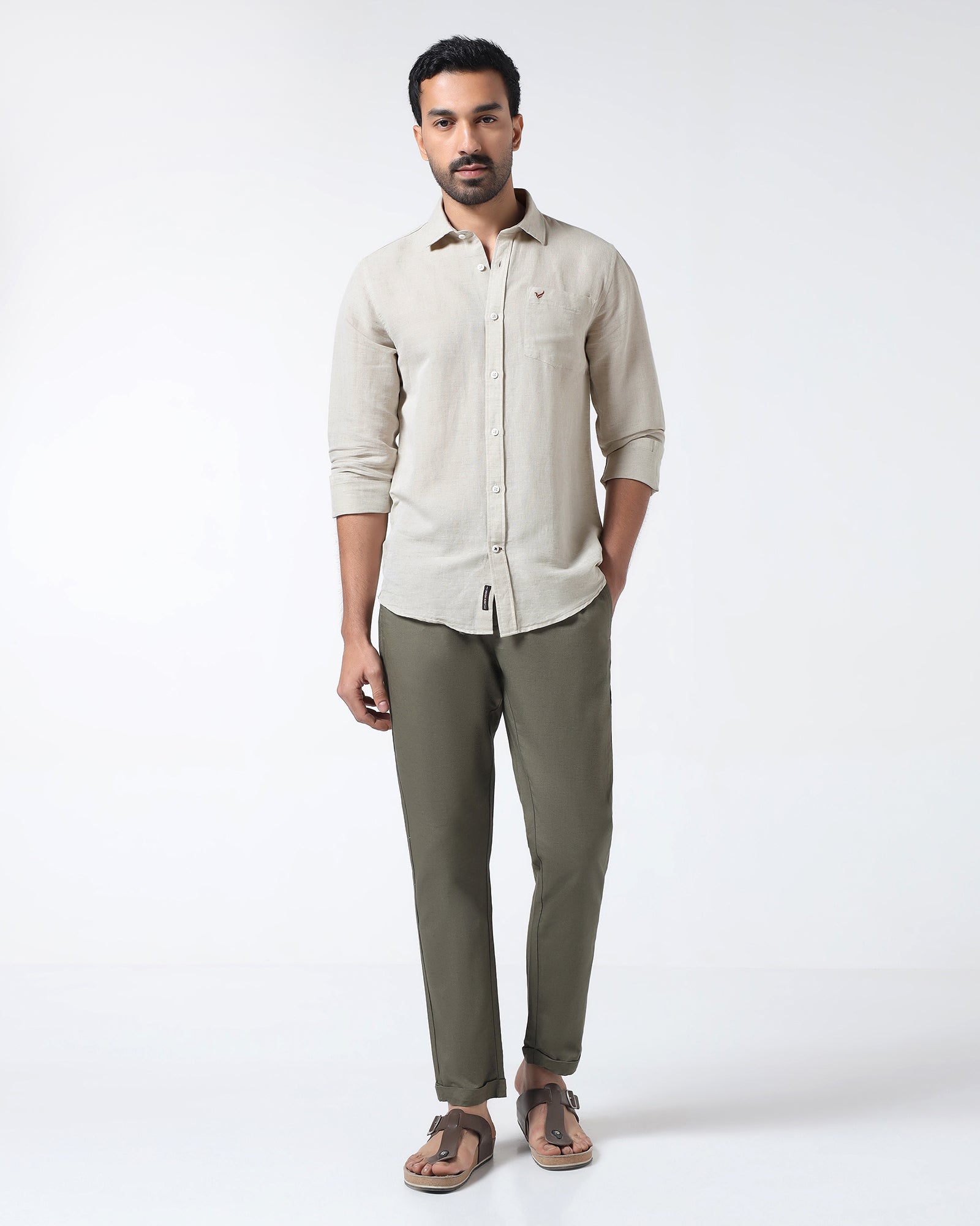 Natural Linen Solid Shirt - Cleo