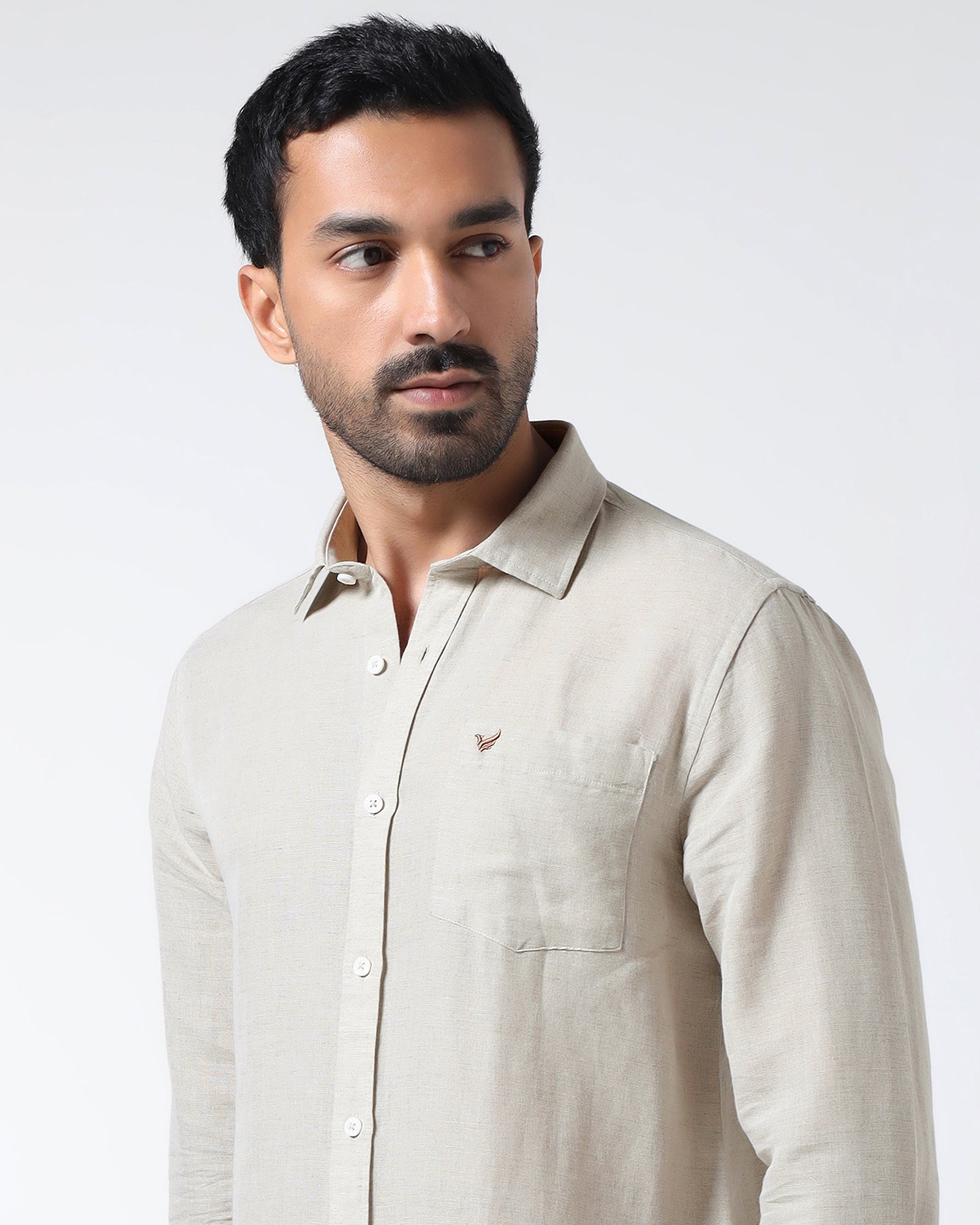 Natural Linen Solid Shirt - Cleo