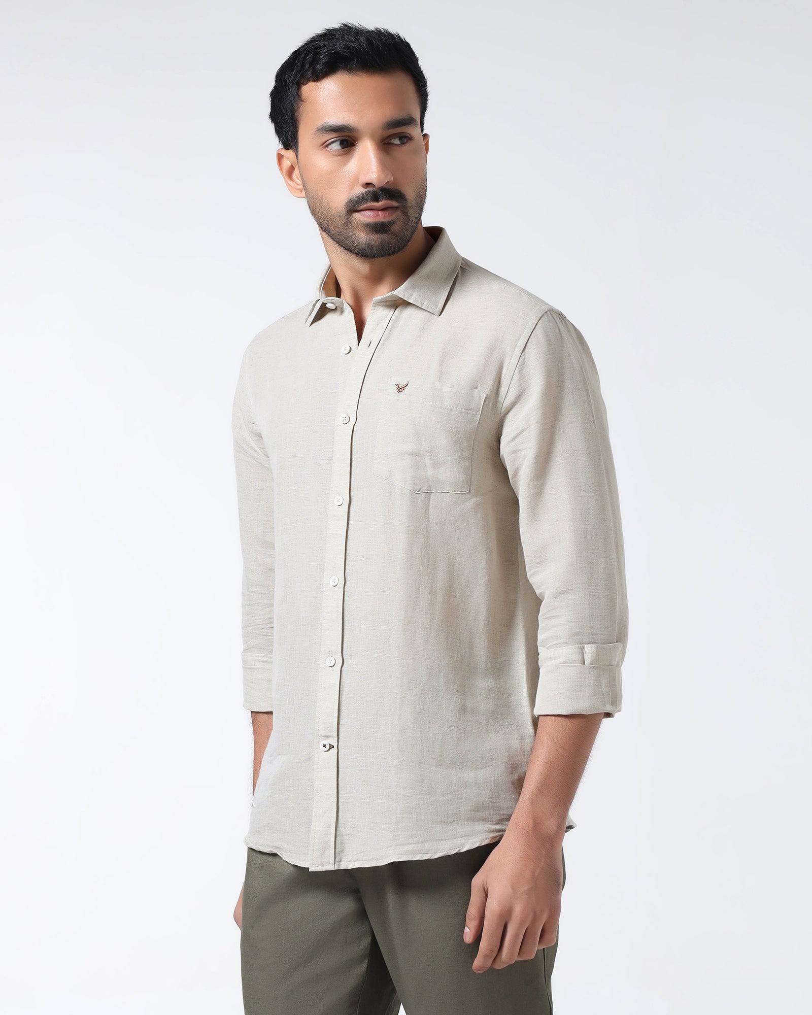 Natural Linen Solid Shirt - Cleo