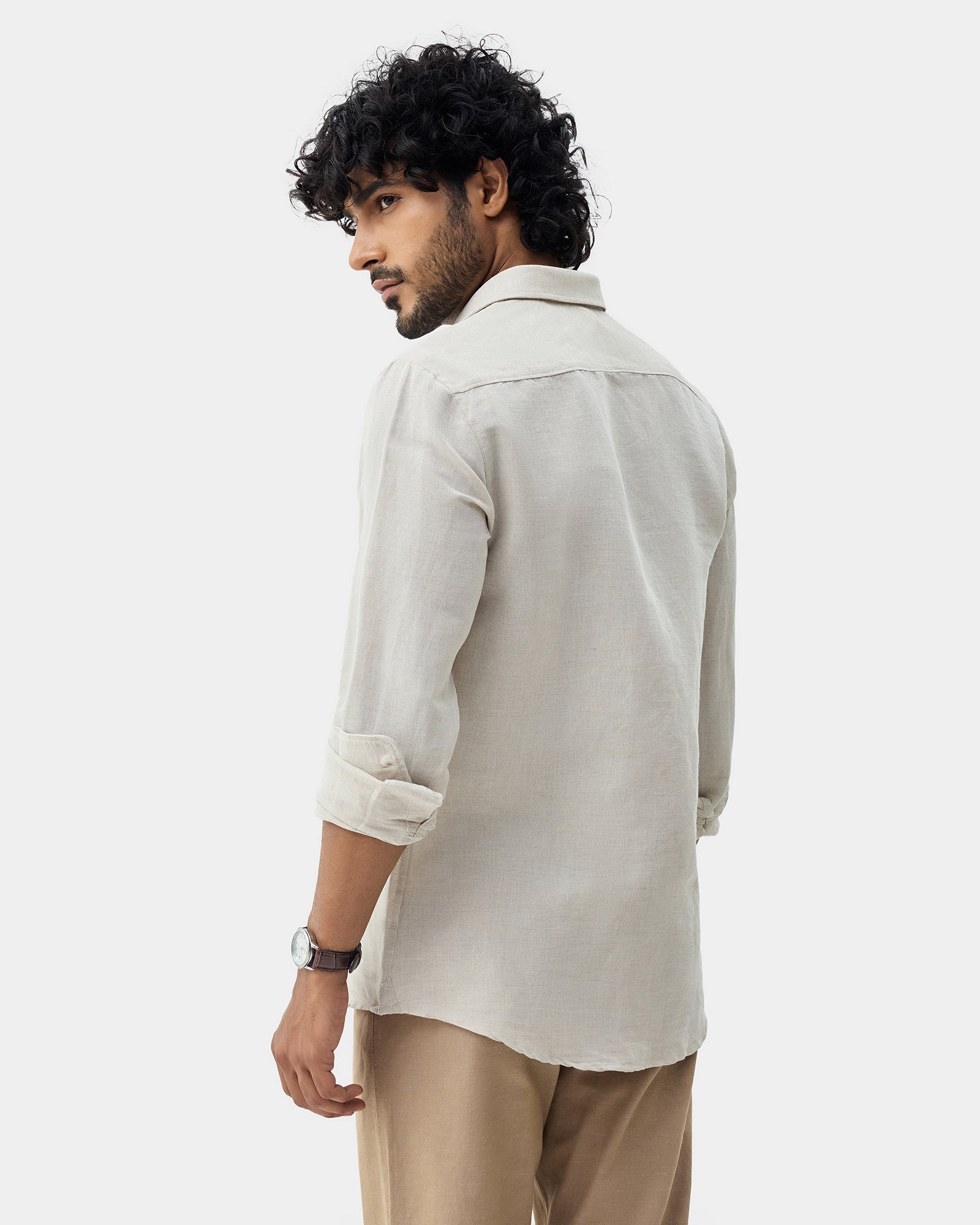 Natural Linen Solid Shirt - Cleo