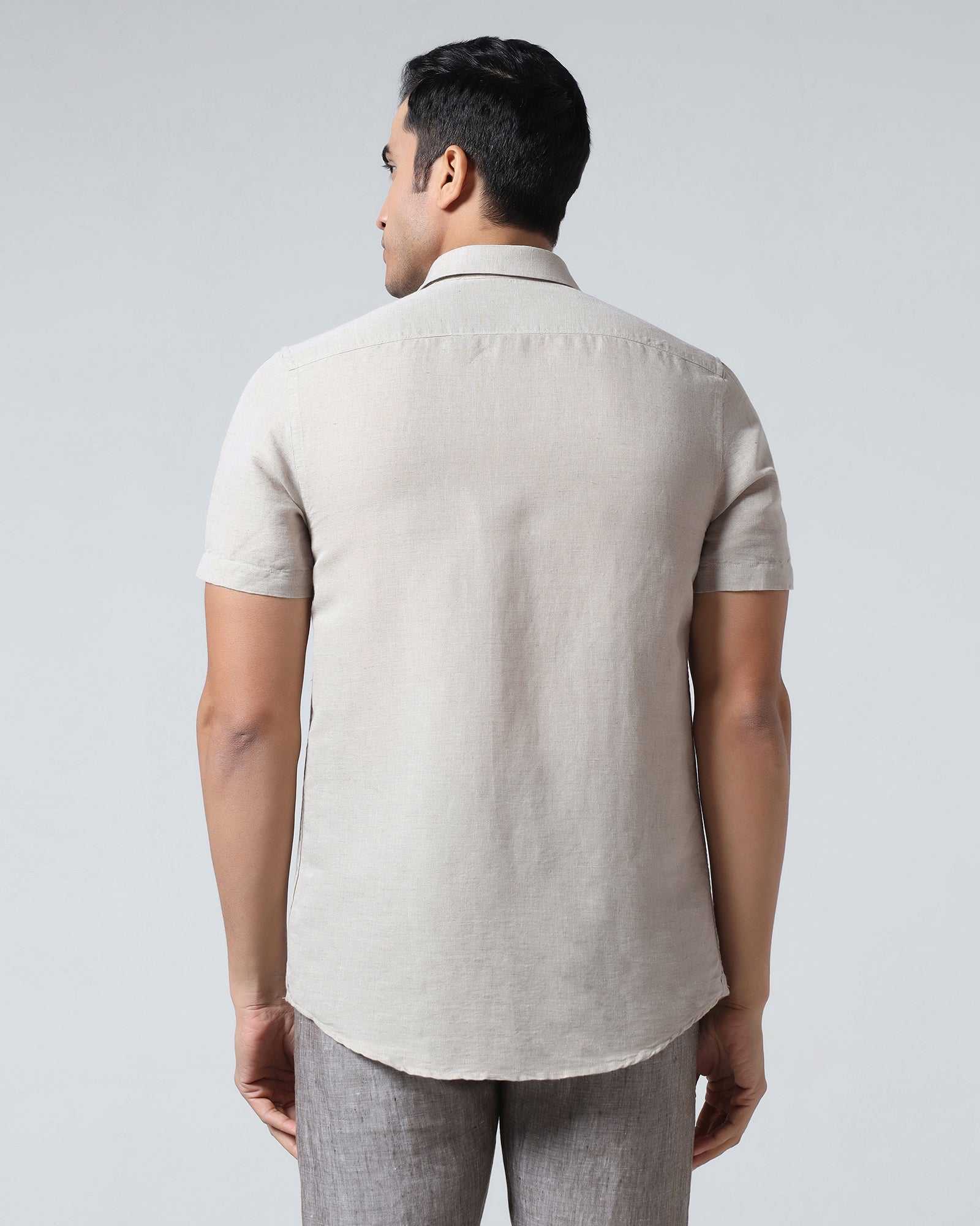 Natural Half Sleeve Linen Solid Shirt - Cleo