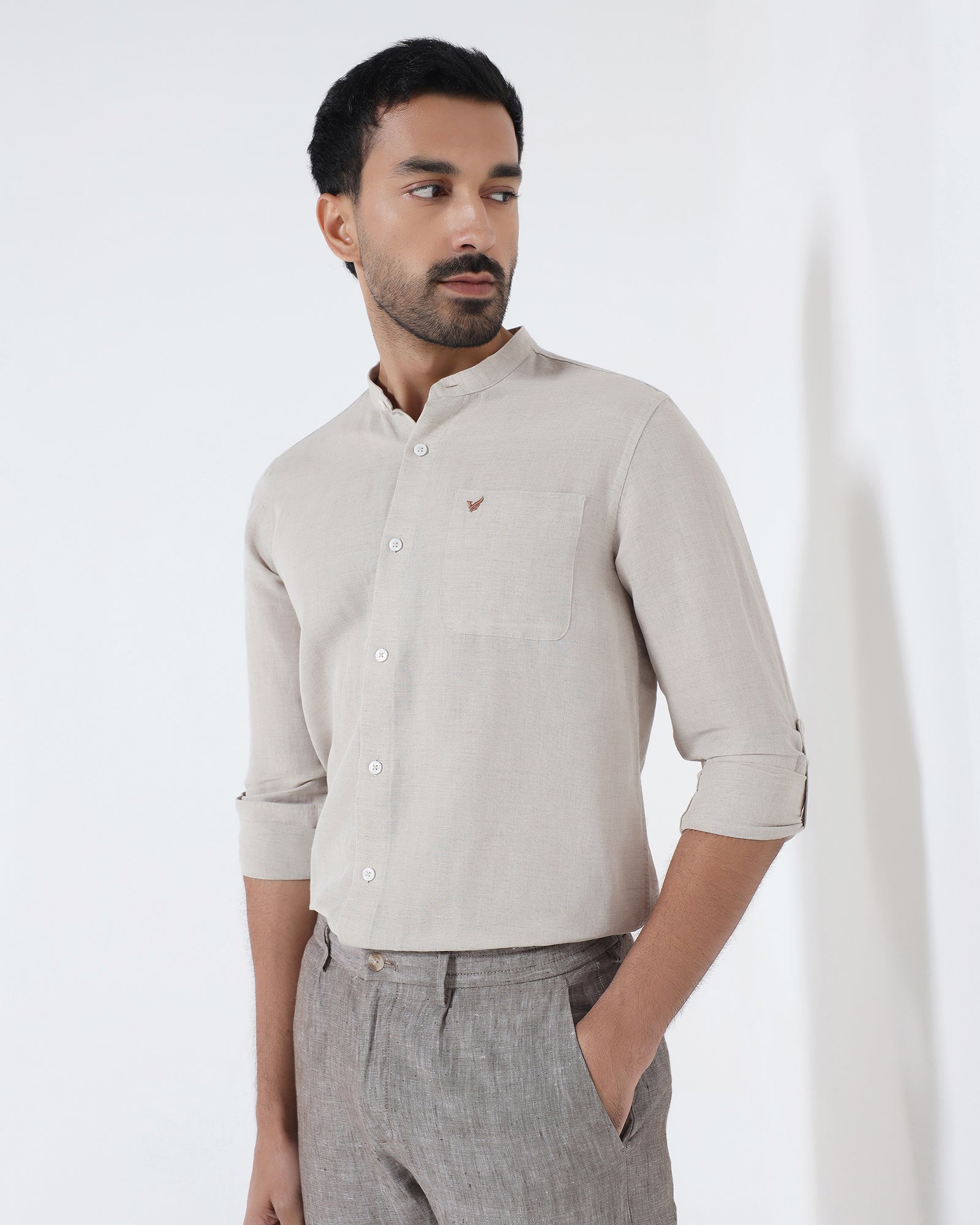 Natural Linen Solid Shirt - Cleo
