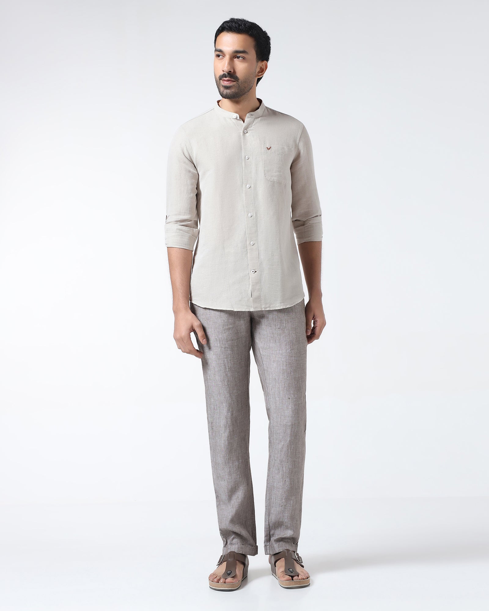 Natural Linen Solid Shirt - Cleo