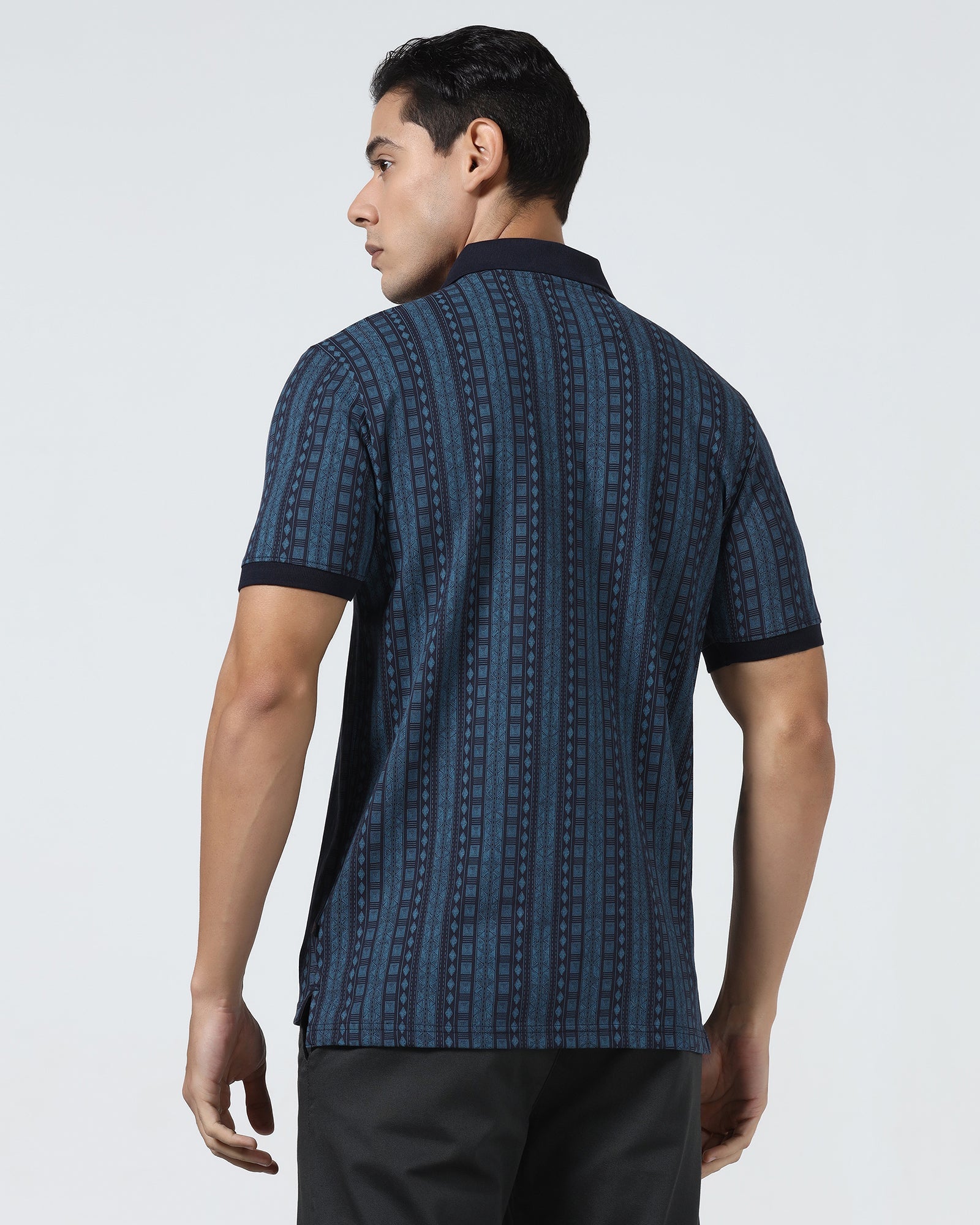 Navy Printed Polo - Bogum