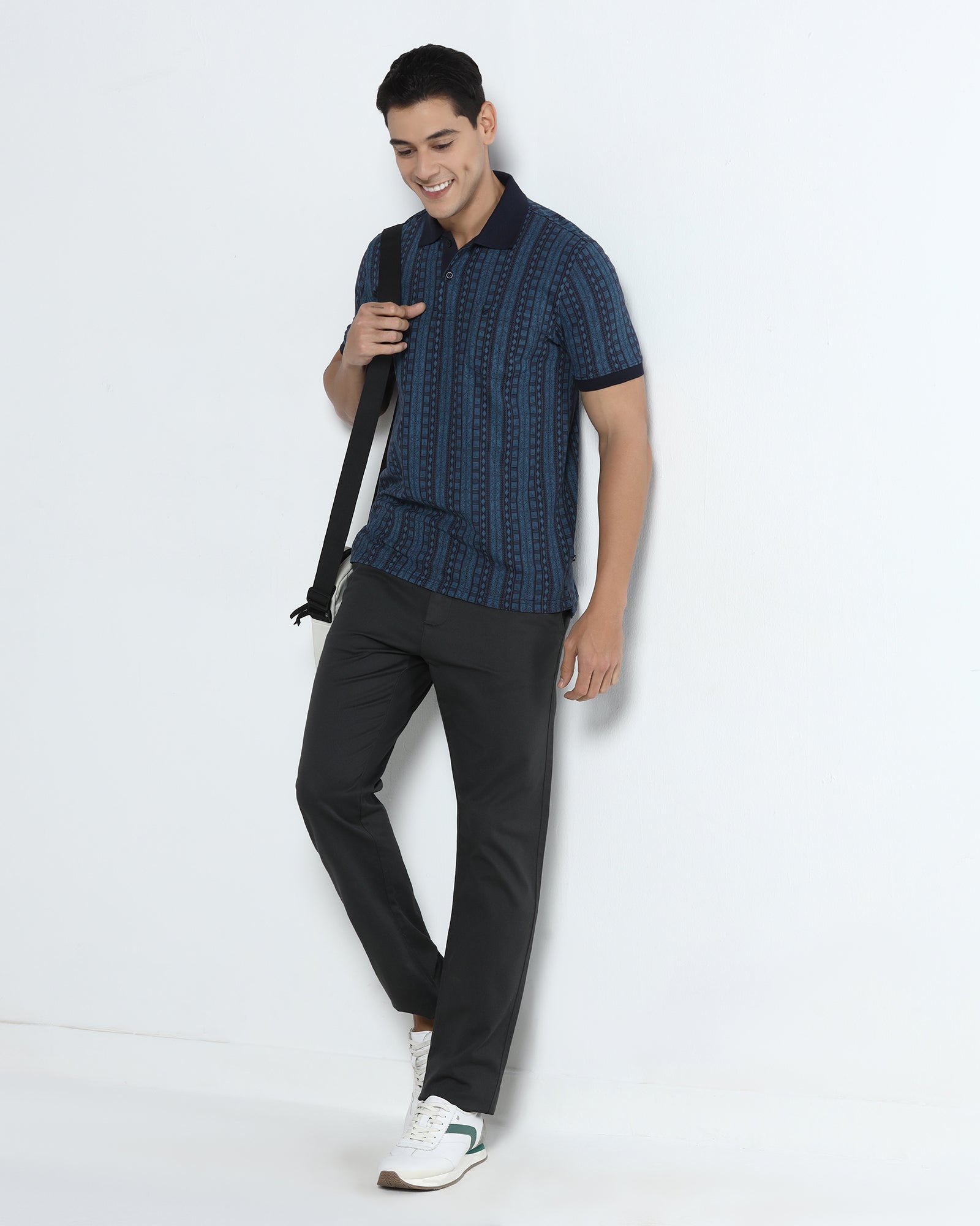 Navy Printed Polo - Bogum