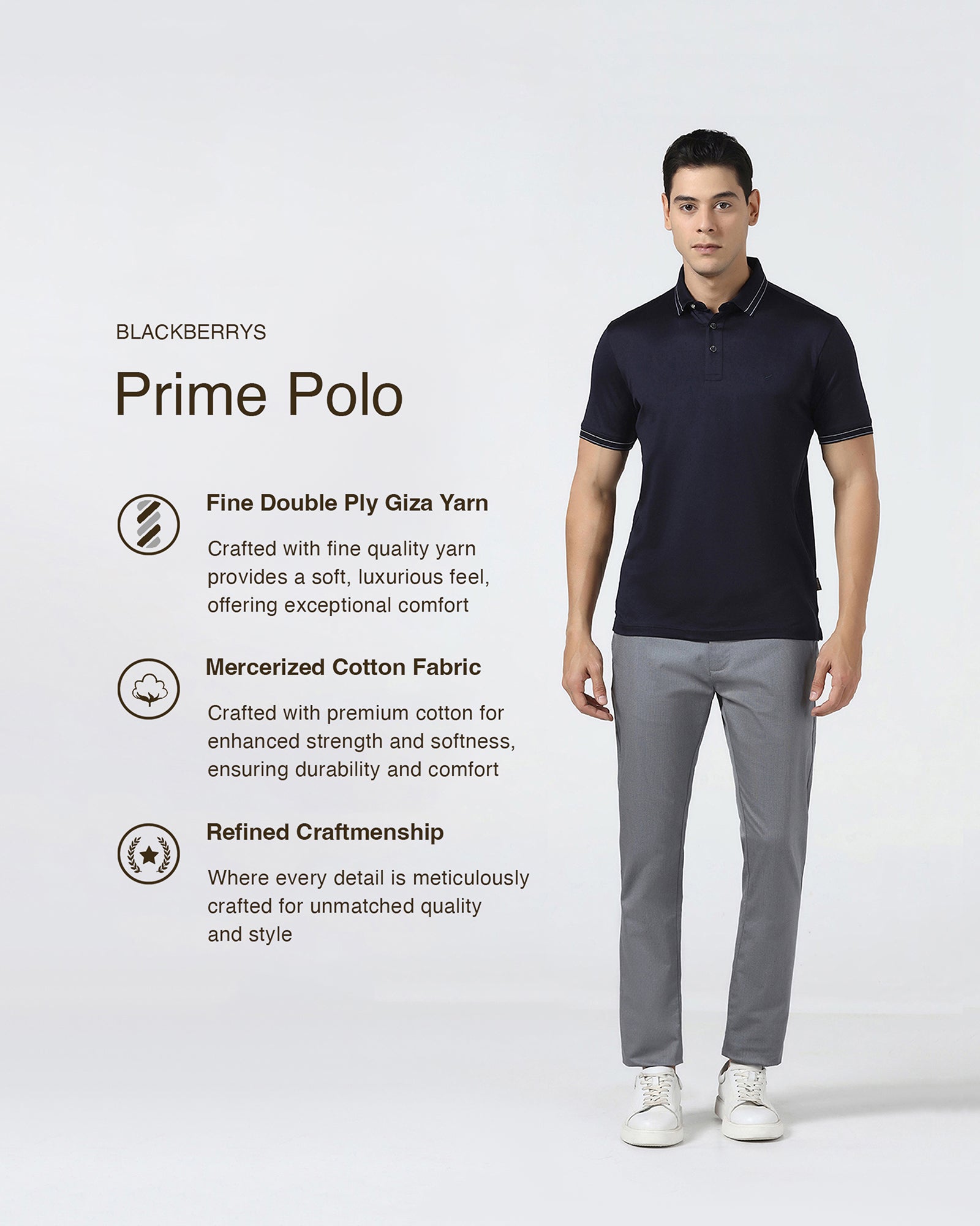 Navy Solid Polo - Ram