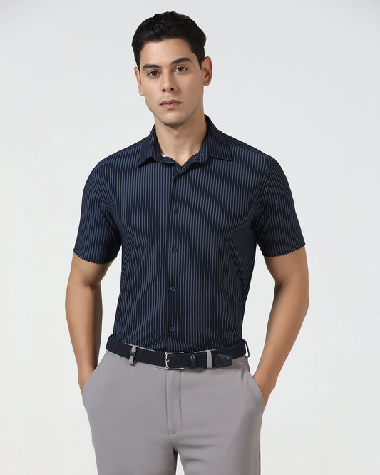 Navy Half Sleeve TechPro Stripe Shirt - Inertia