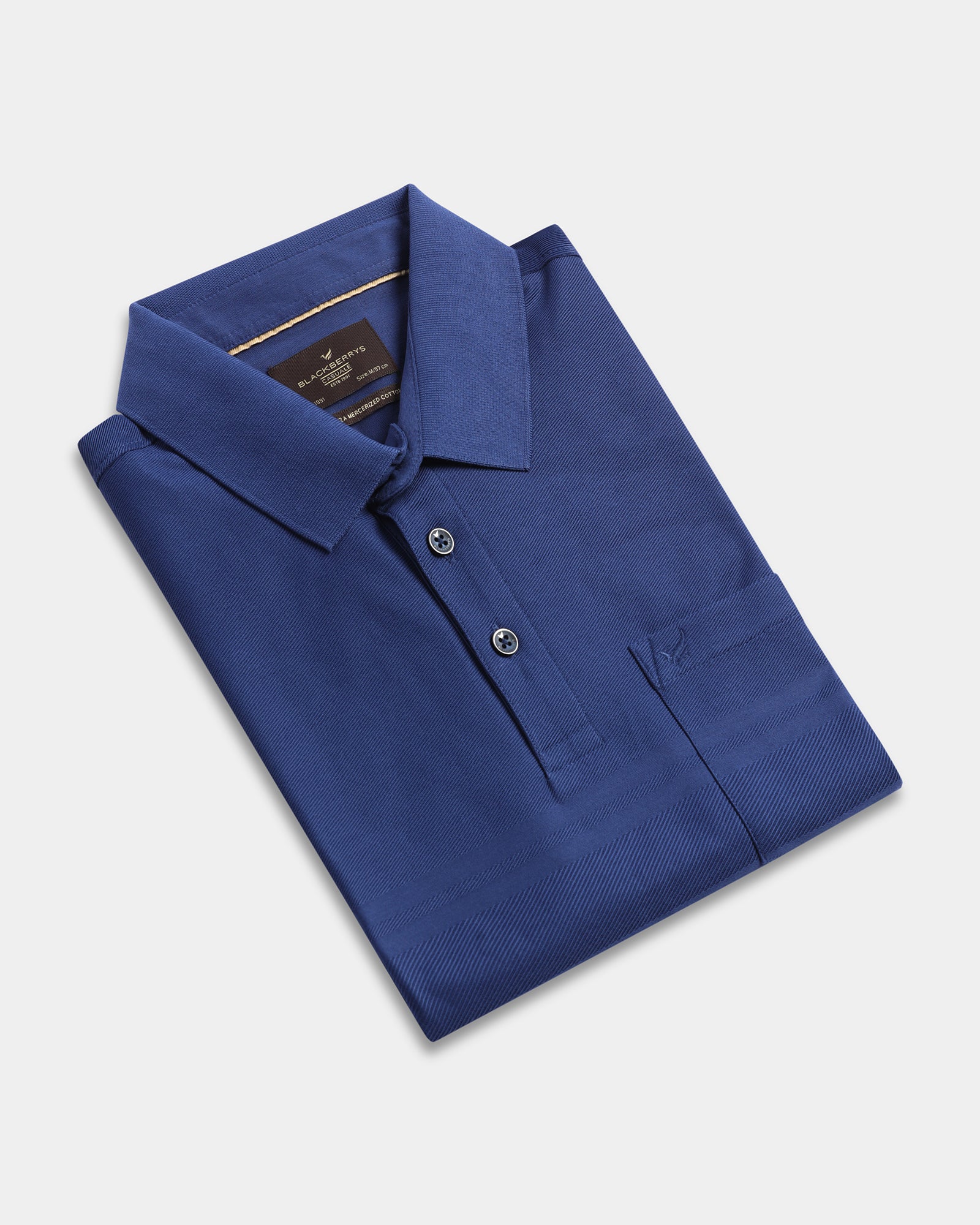 Navy Textured Polo - Peek