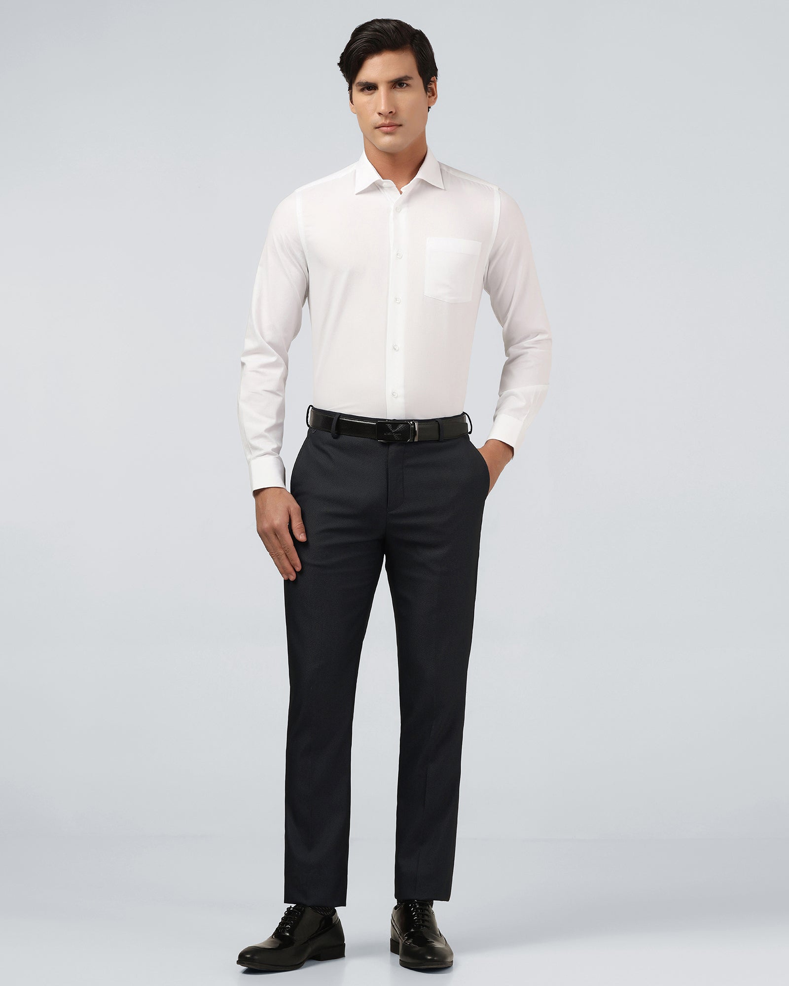 Navy Textured Trouser - Alan