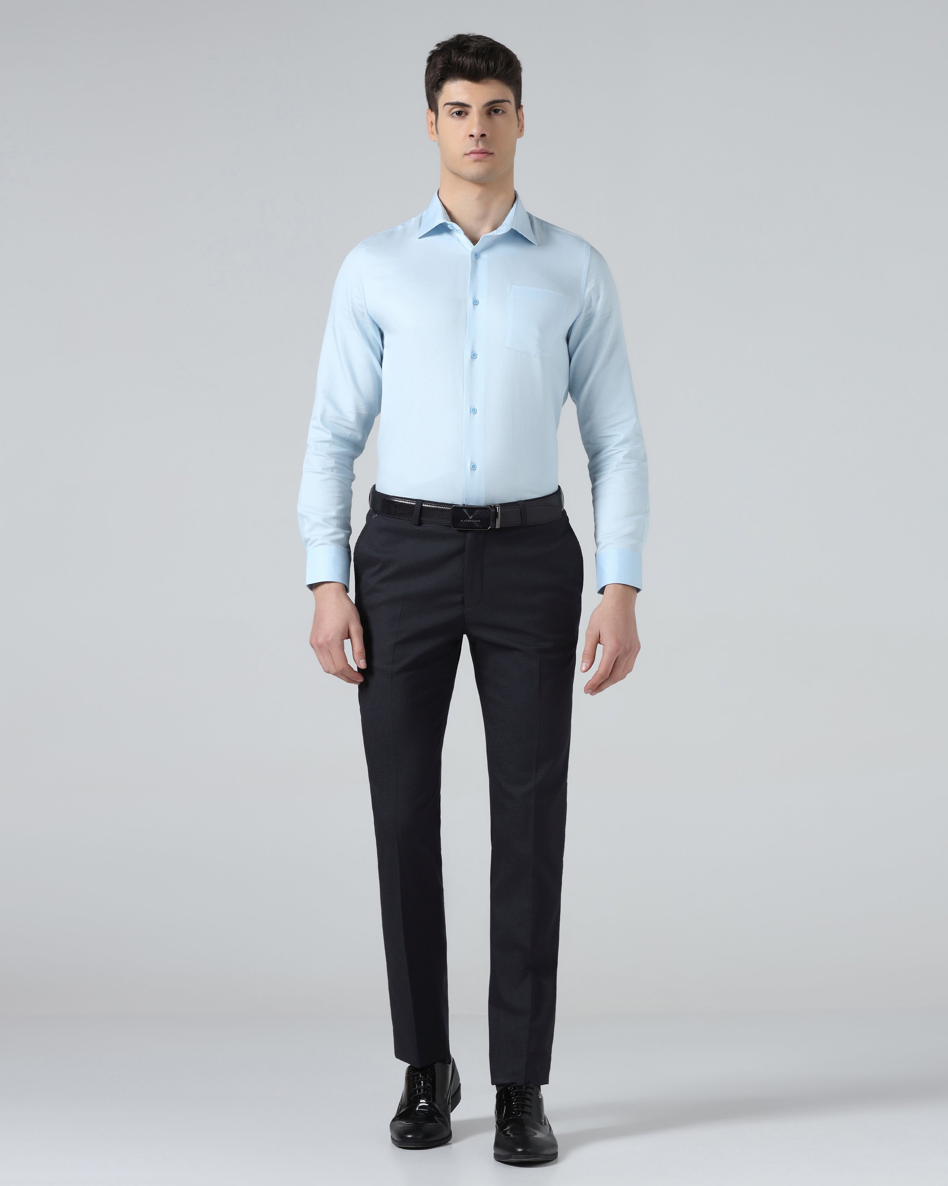 Navy Check Trouser - Flexi Rich