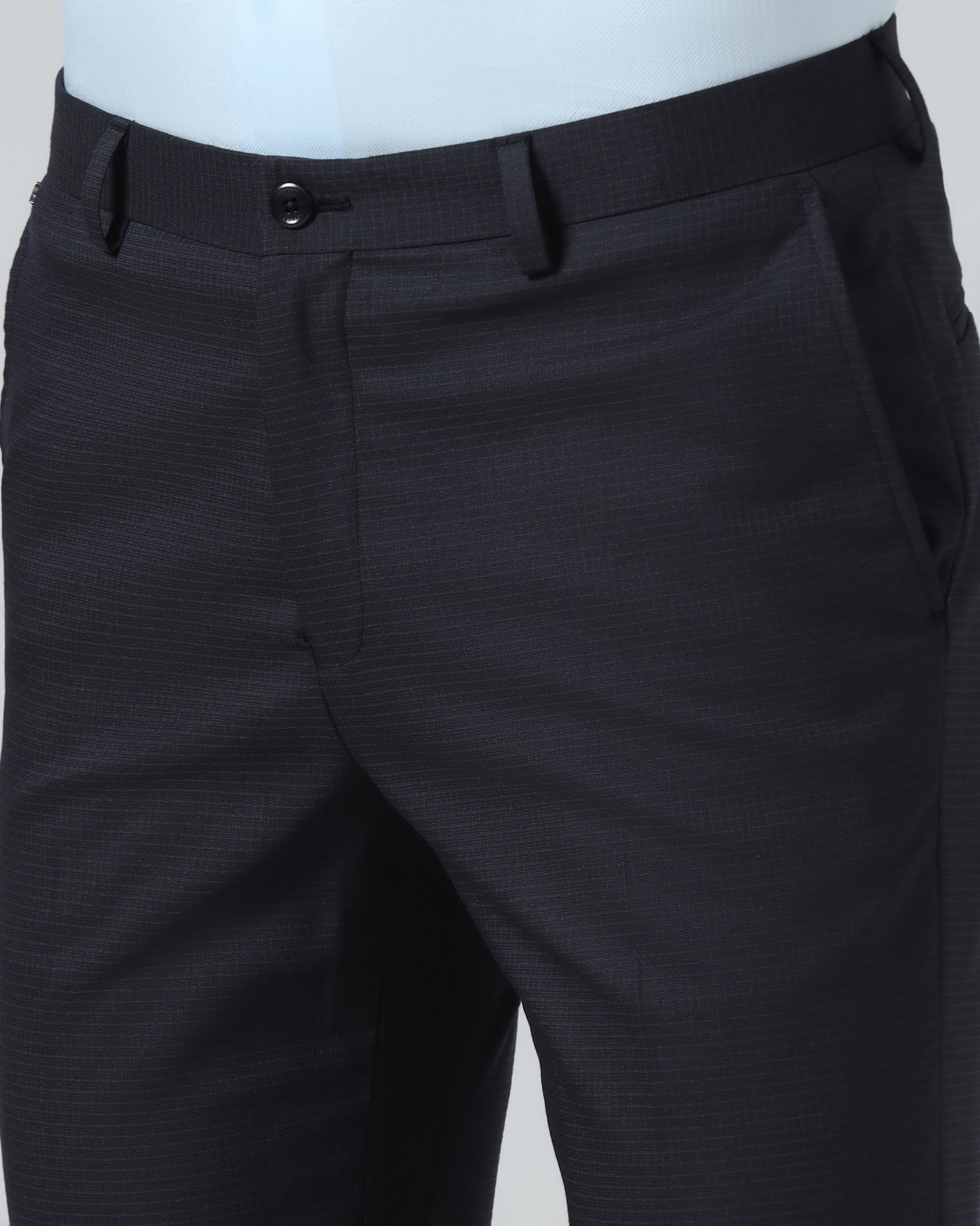 Navy Check Trouser - Flexi Rich