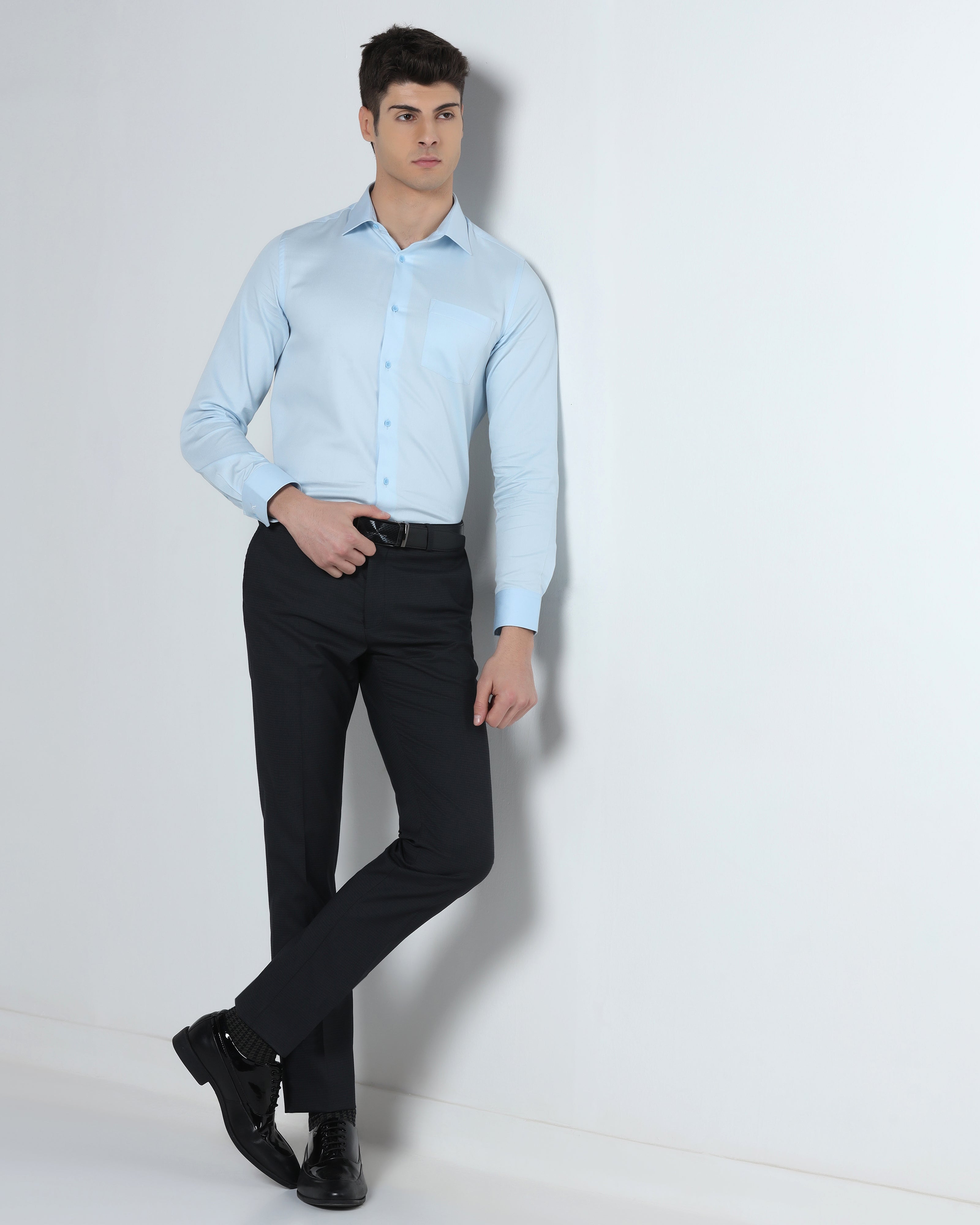 Navy Check Trouser - Flexi Rich