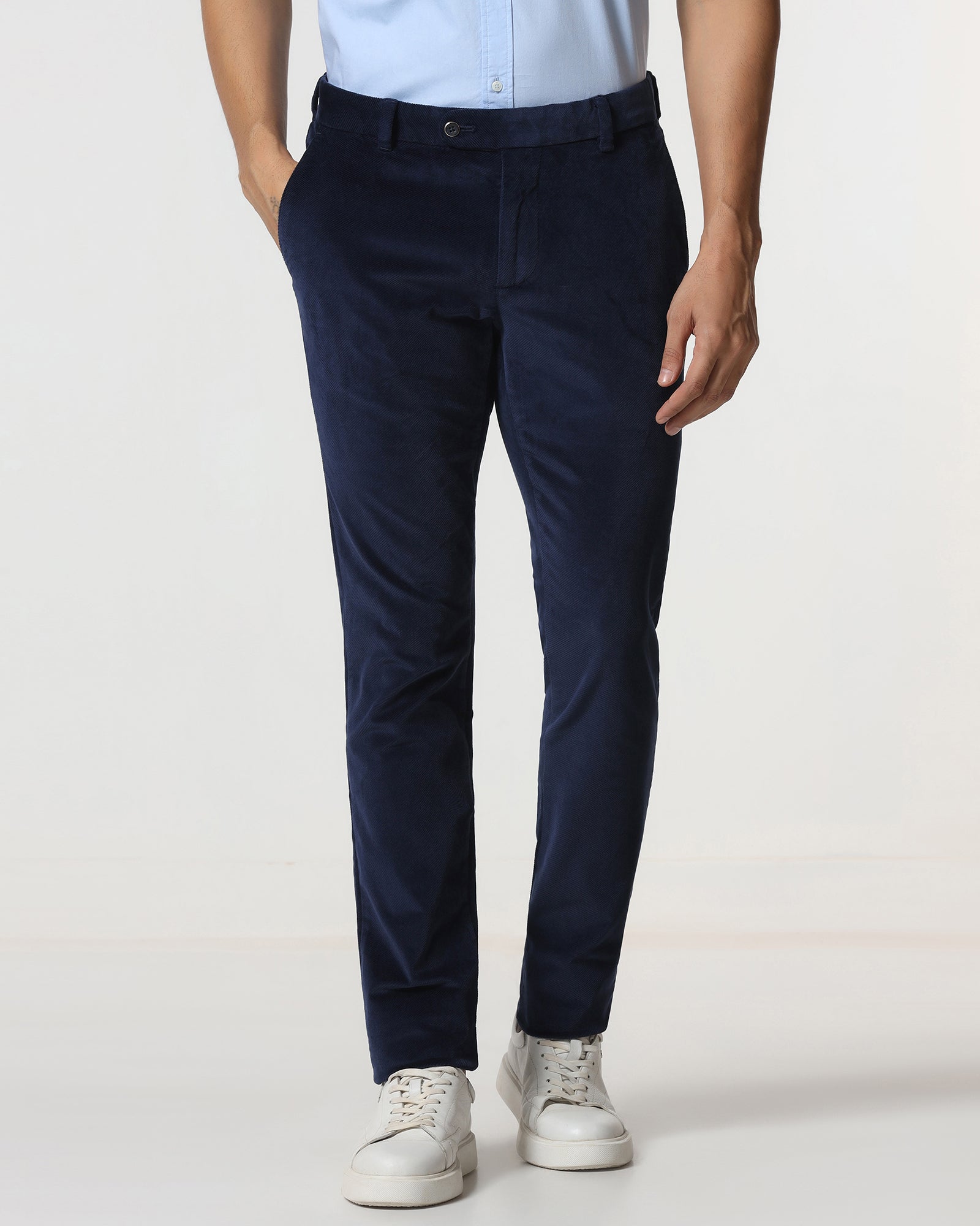 Navy Corduroy Solid Khakis - Fraser